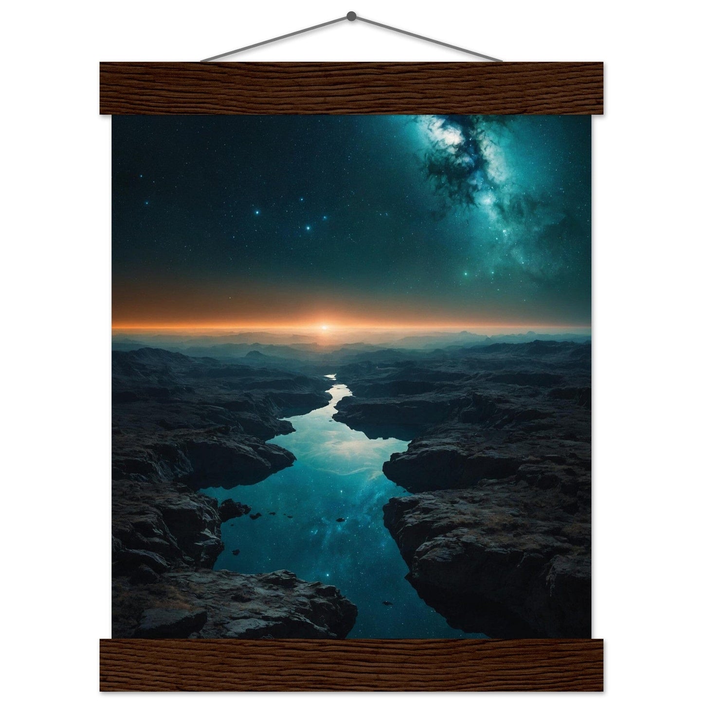 Premium Matte Paper Poster with Hanger - Minimalistische Kunstpräsentation mit Holzhänger Print Material Modern Masterpieces 20x25 cm / 8x10″ Dark wood wall hanger