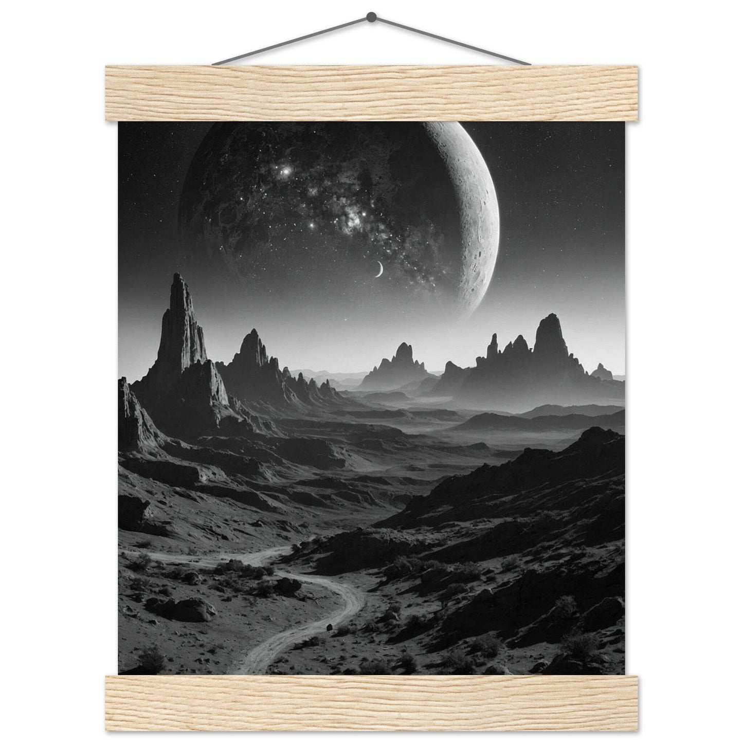 Premium Matte Paper Poster with Hanger - Minimalistische Kunstpräsentation mit Holzhänger Print Material Modern Masterpieces 20x25 cm / 8x10″ Natural wood wall hanger
