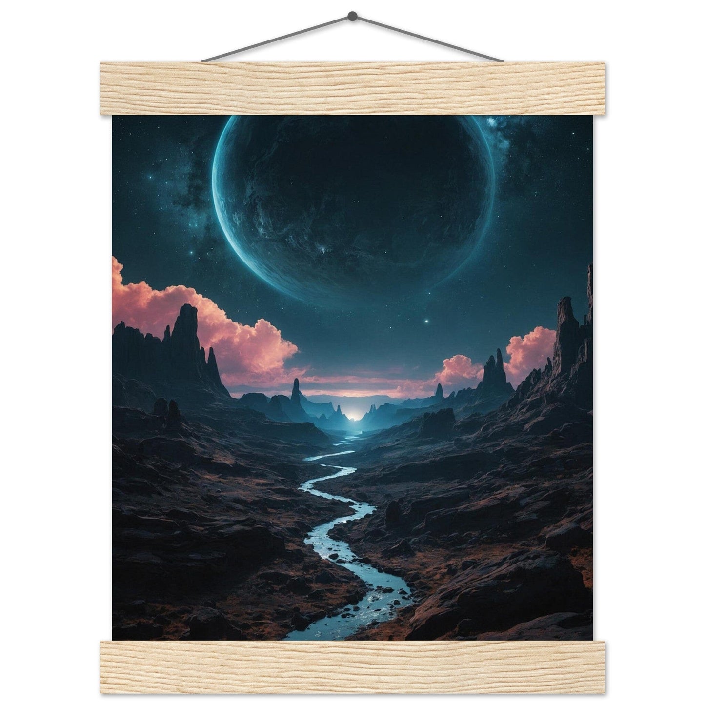 Premium Matte Paper Poster with Hanger - Minimalistische Kunstpräsentation mit Holzhänger Print Material Modern Masterpieces 20x25 cm / 8x10″ Natural wood wall hanger