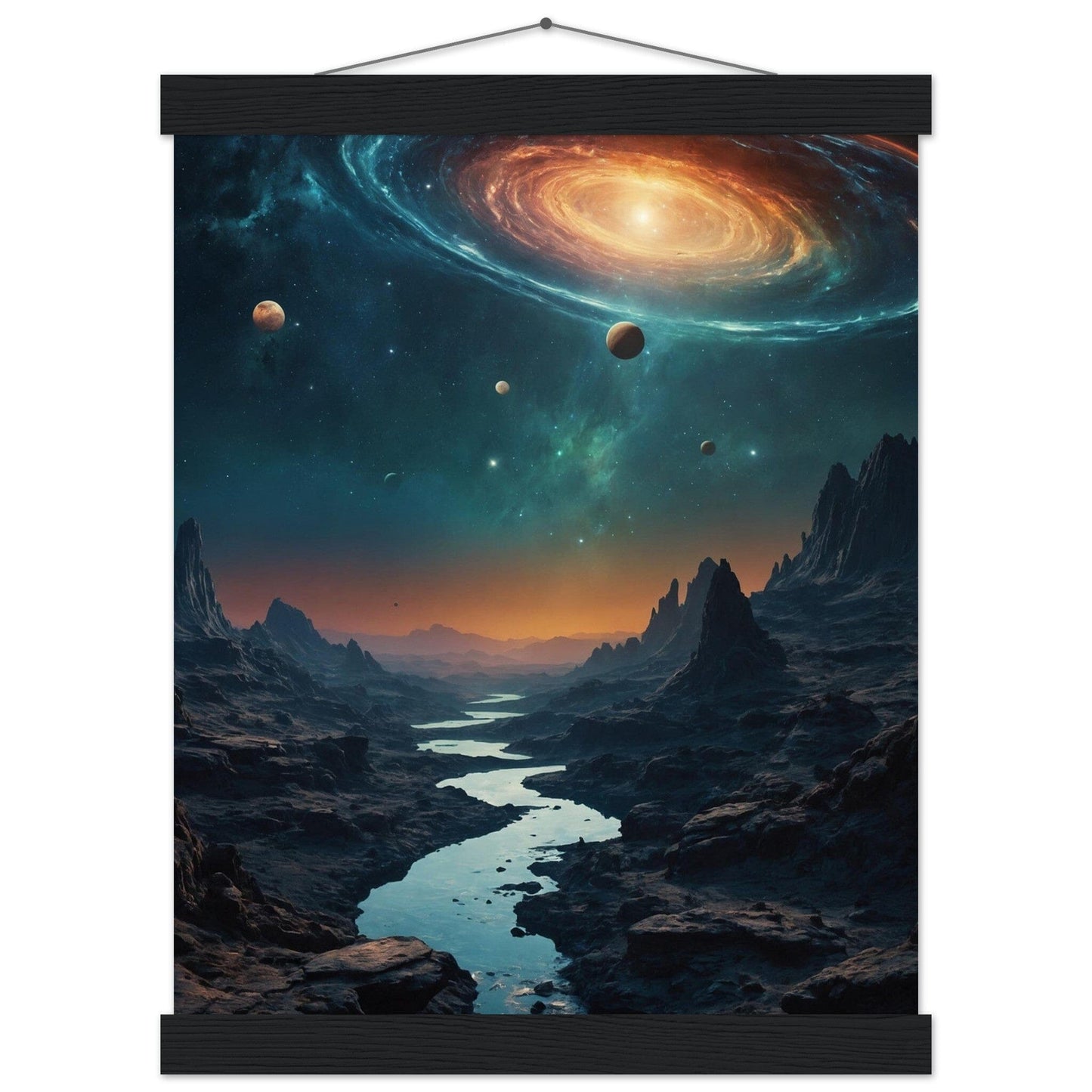 Premium Matte Paper Poster with Hanger - Minimalistische Kunstpräsentation mit Holzhänger Print Material Modern Masterpieces 27x35 cm / 11x14″ Black wall hanger