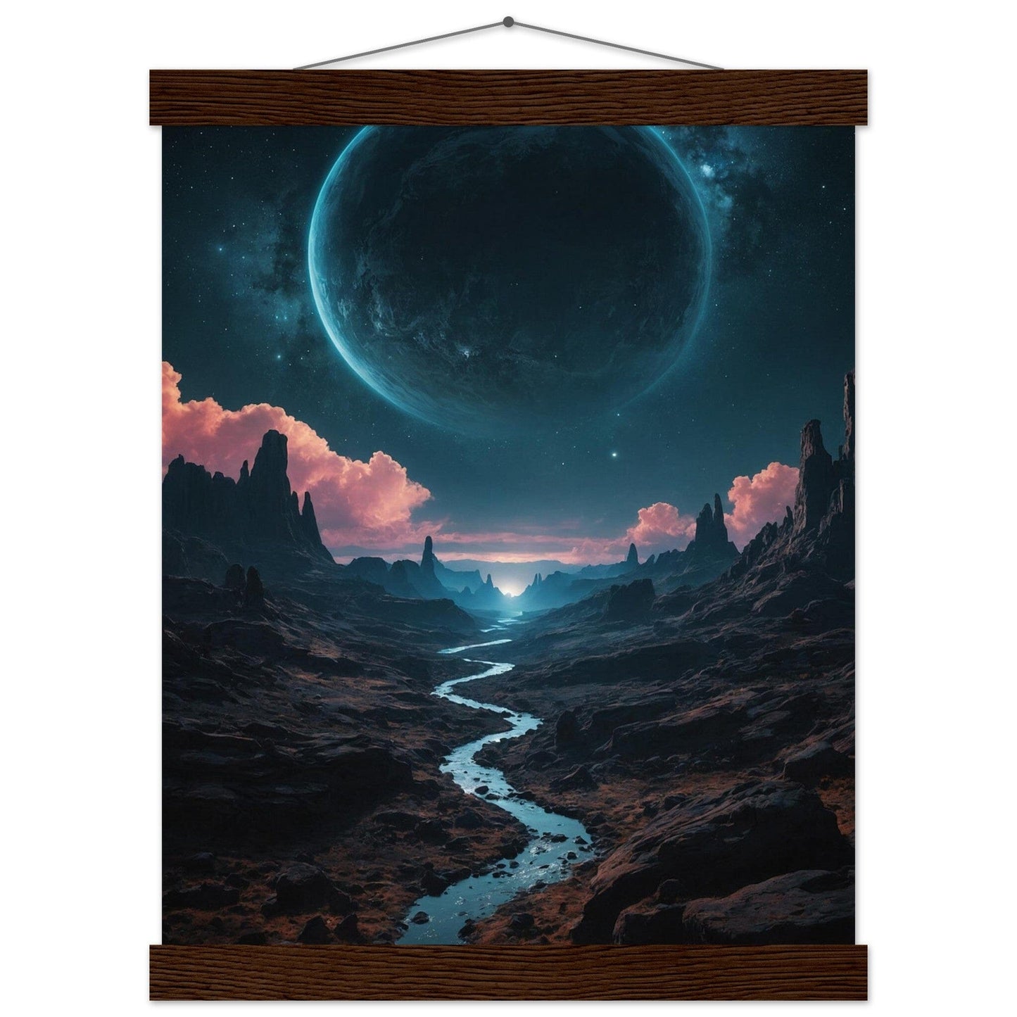 Premium Matte Paper Poster with Hanger - Minimalistische Kunstpräsentation mit Holzhänger Print Material Modern Masterpieces 27x35 cm / 11x14″ Dark wood wall hanger