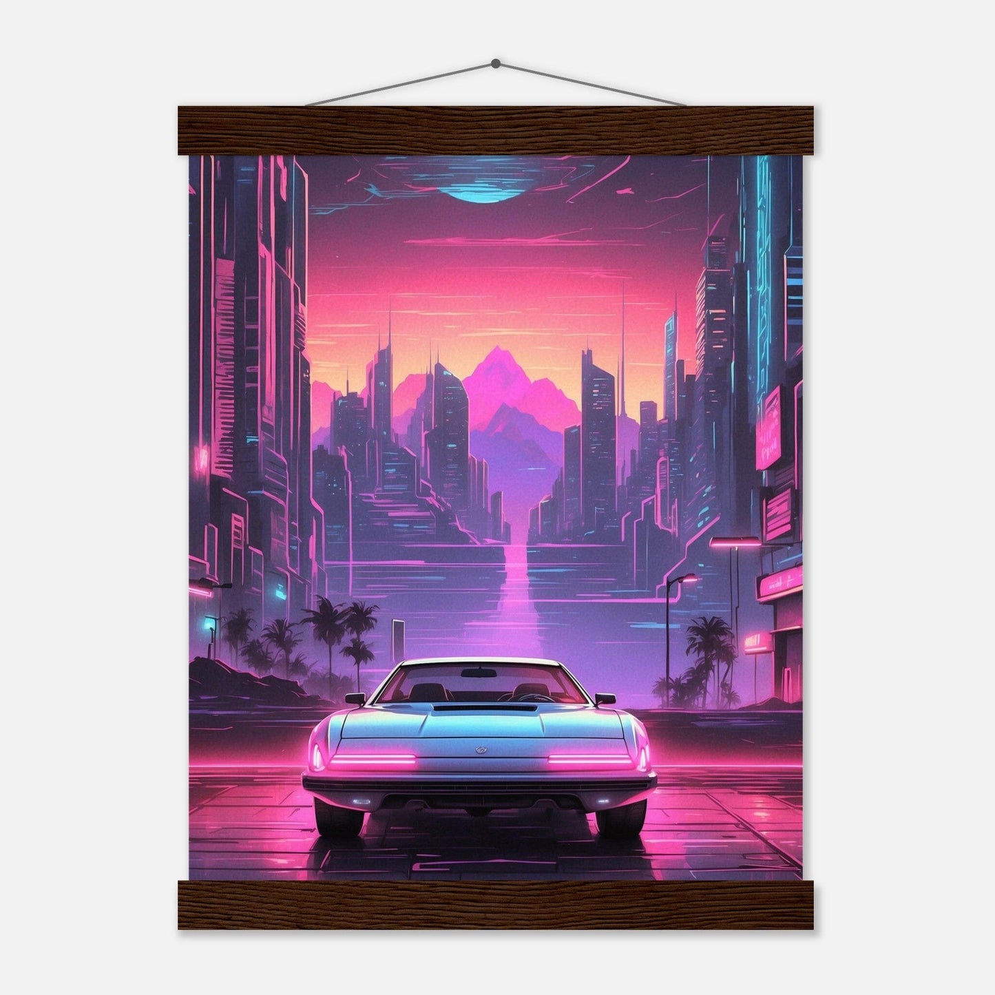 Premium Matte Paper Poster with Hanger - Minimalistische Kunstpräsentation mit Holzhänger Print Material Modern Masterpieces 27x35 cm / 11x14″ Dark wood wall hanger