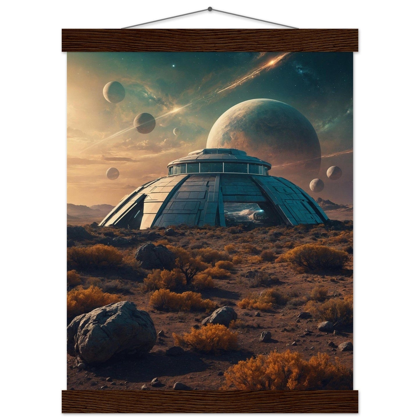 Premium Matte Paper Poster with Hanger - Minimalistische Kunstpräsentation mit Holzhänger Print Material Modern Masterpieces 27x35 cm / 11x14″ Dark wood wall hanger