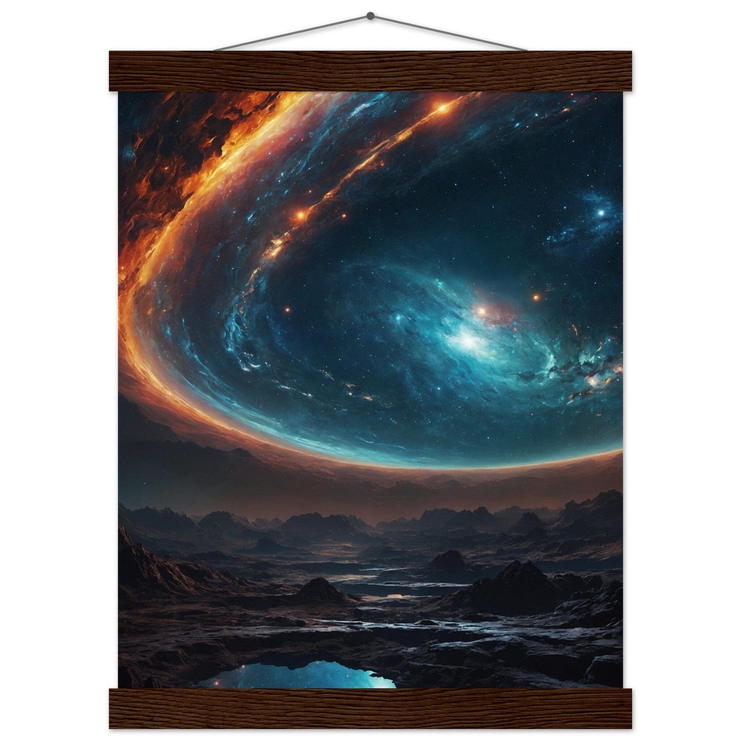 Premium Matte Paper Poster with Hanger - Minimalistische Kunstpräsentation mit Holzhänger Print Material Modern Masterpieces 27x35 cm / 11x14″ Dark wood wall hanger