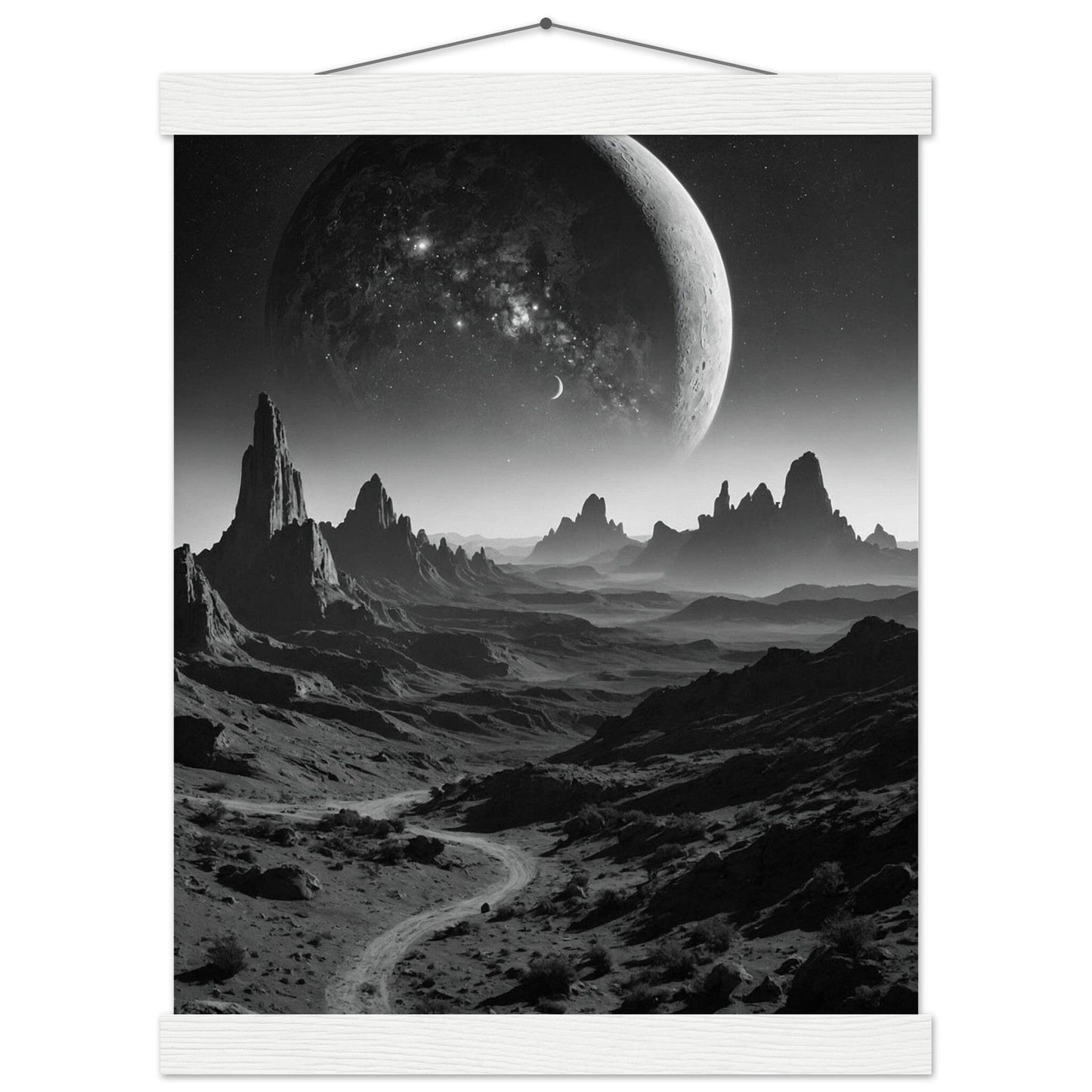 Premium Matte Paper Poster with Hanger - Minimalistische Kunstpräsentation mit Holzhänger Print Material Modern Masterpieces 27x35 cm / 11x14″ White wall hanger