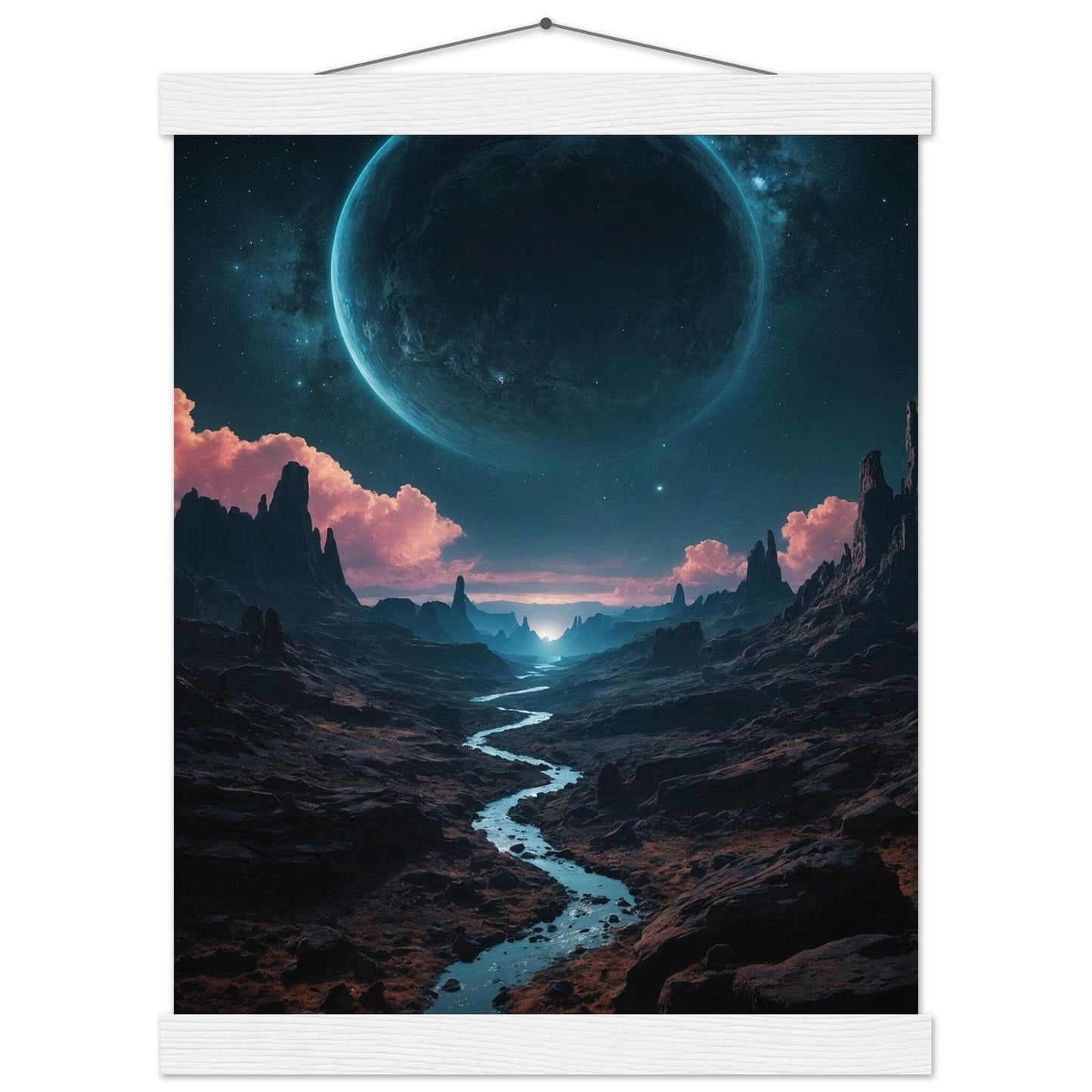 Premium Matte Paper Poster with Hanger - Minimalistische Kunstpräsentation mit Holzhänger Print Material Modern Masterpieces 27x35 cm / 11x14″ White wall hanger