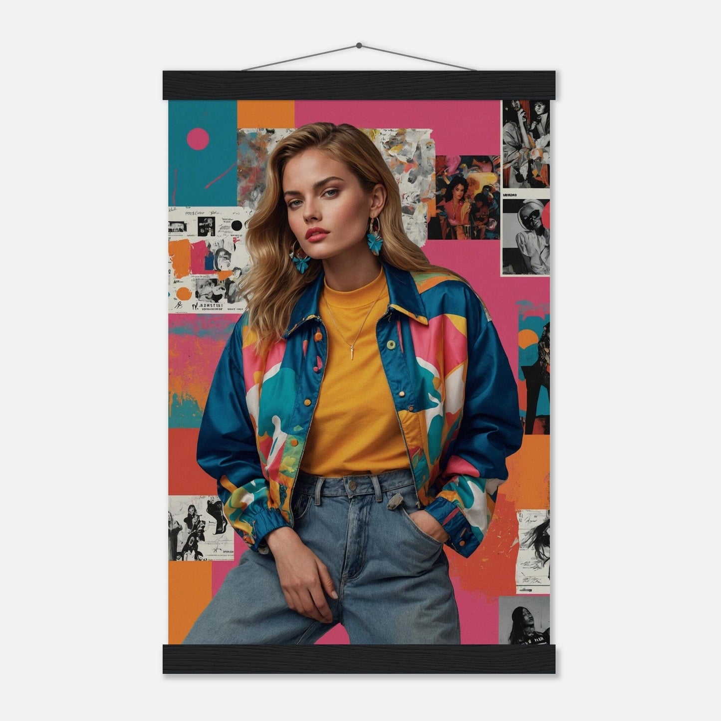Premium Matte Paper Poster with Hanger - Minimalistische Kunstpräsentation mit Holzhänger Print Material Modern Masterpieces 28x43 cm / XL (11x17″) Black wall hanger