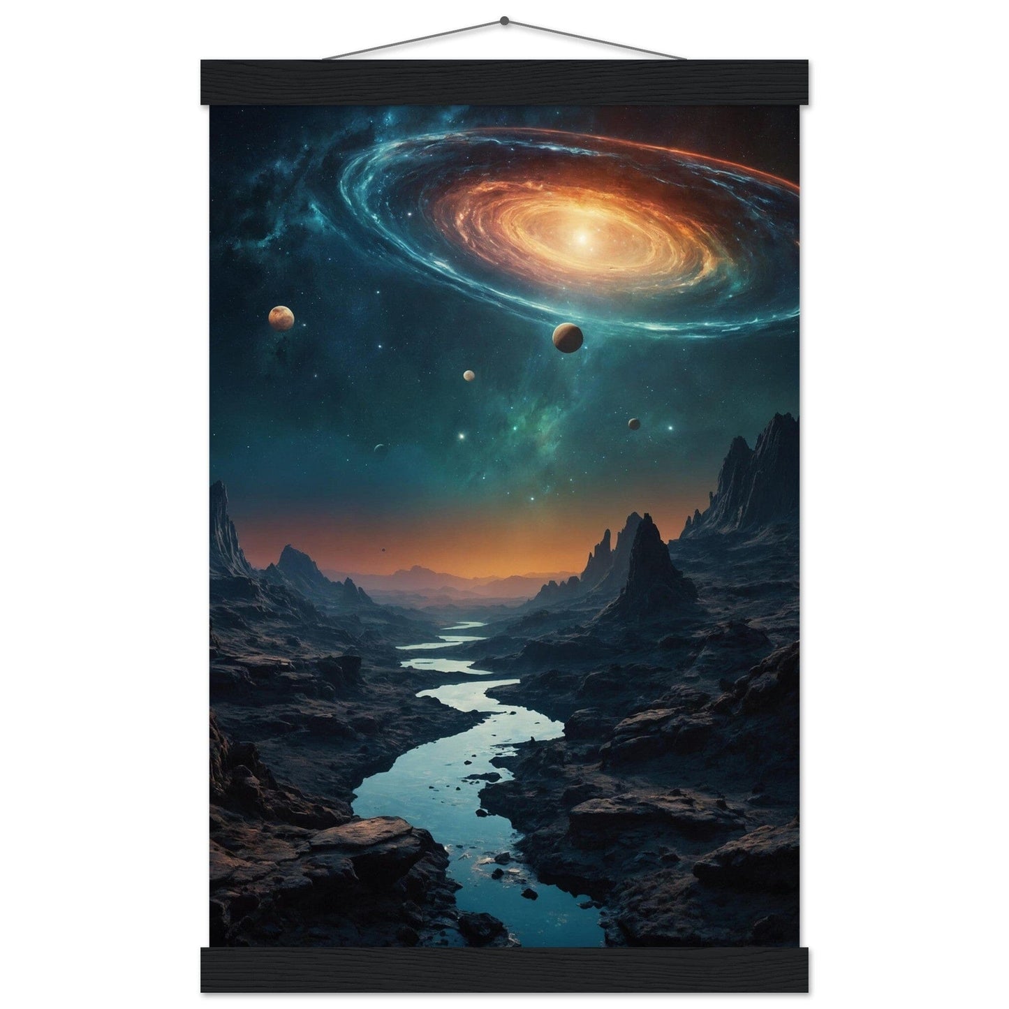 Premium Matte Paper Poster with Hanger - Minimalistische Kunstpräsentation mit Holzhänger Print Material Modern Masterpieces 28x43 cm / XL (11x17″) Black wall hanger