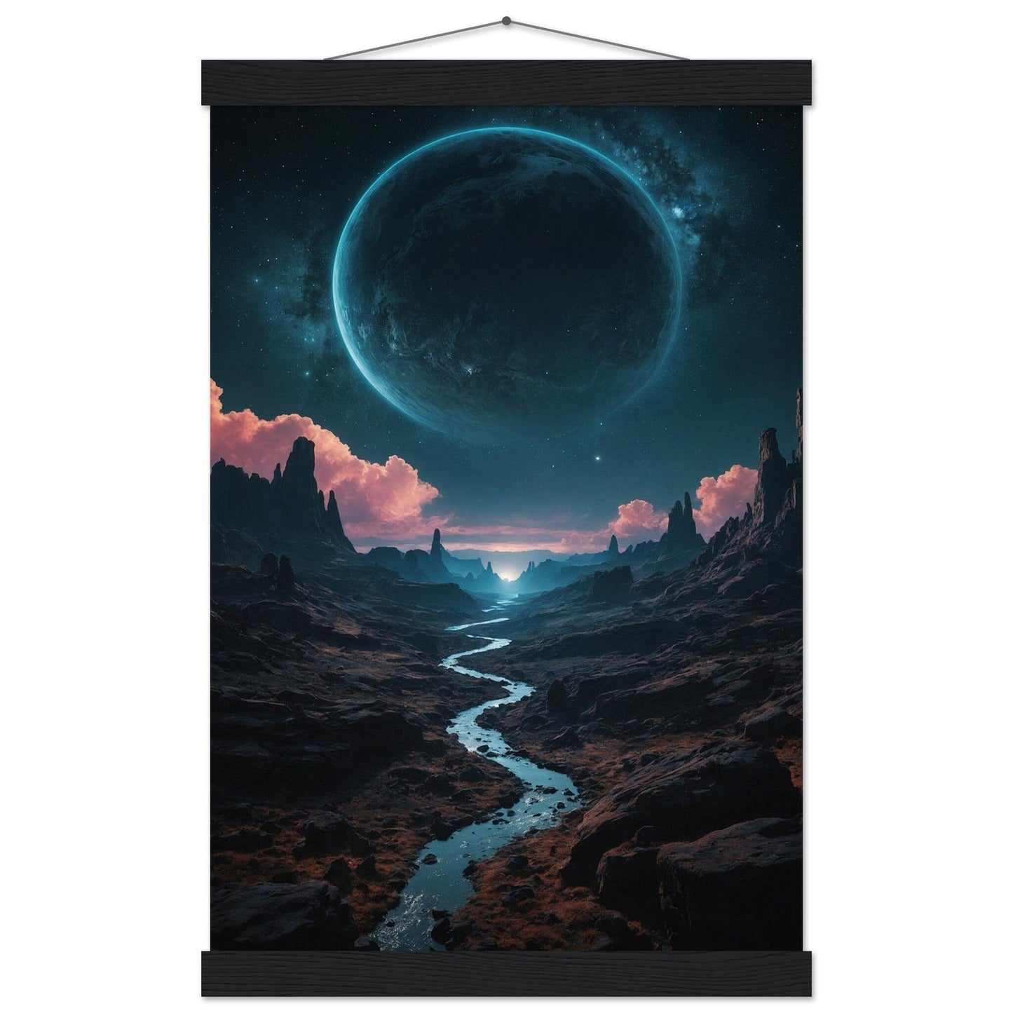 Premium Matte Paper Poster with Hanger - Minimalistische Kunstpräsentation mit Holzhänger Print Material Modern Masterpieces 28x43 cm / XL (11x17″) Black wall hanger