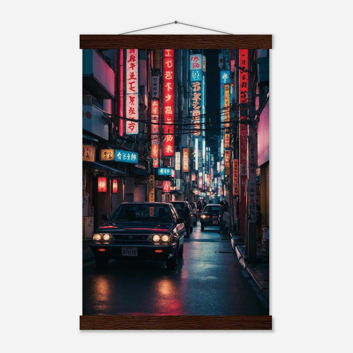 Premium Matte Paper Poster with Hanger - Minimalistische Kunstpräsentation mit Holzhänger Print Material Modern Masterpieces 28x43 cm / XL (11x17″) Dark wood wall hanger