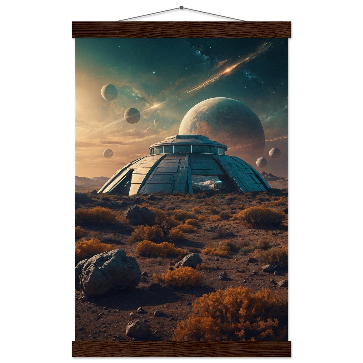 Premium Matte Paper Poster with Hanger - Minimalistische Kunstpräsentation mit Holzhänger Print Material Modern Masterpieces 28x43 cm / XL (11x17″) Dark wood wall hanger