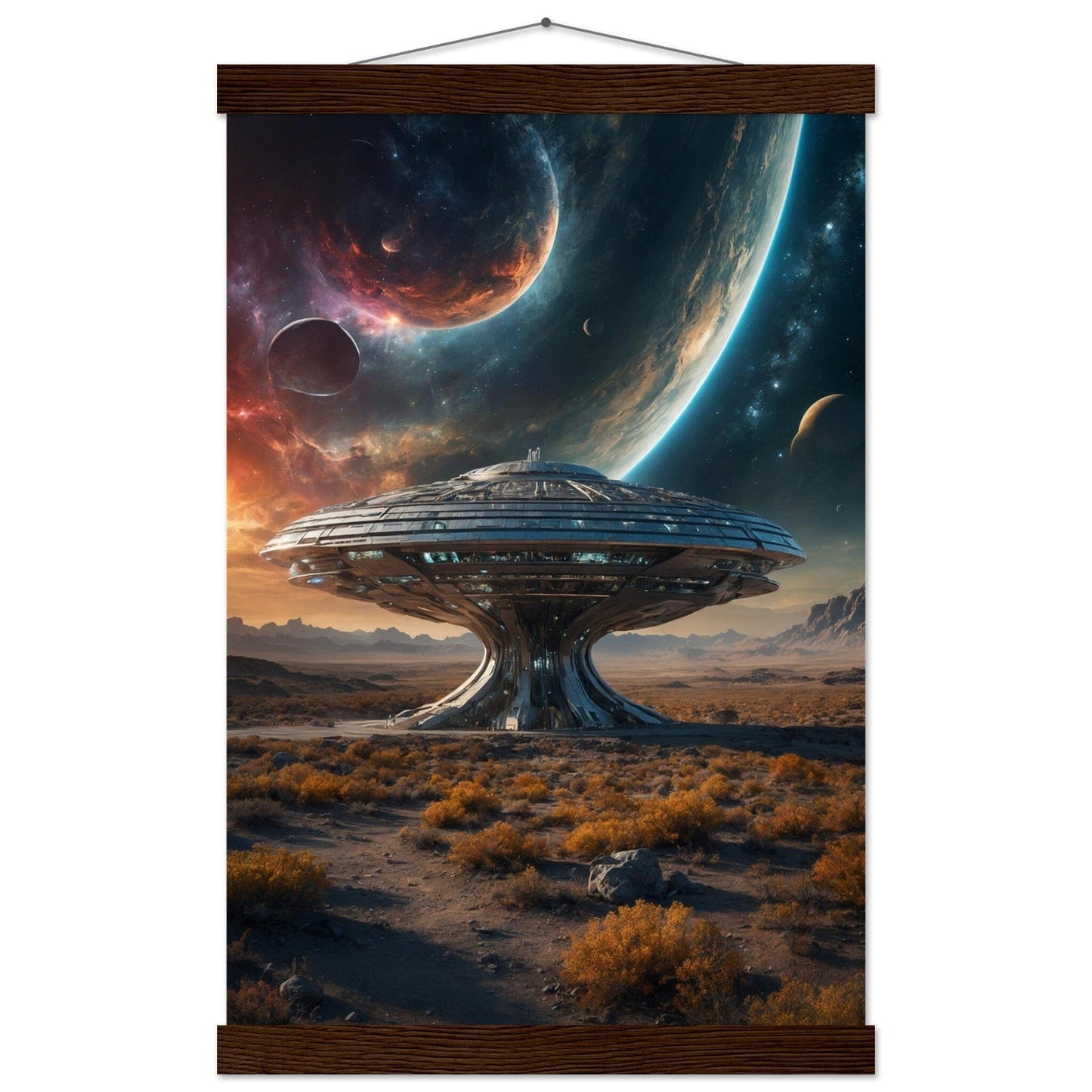 Premium Matte Paper Poster with Hanger - Minimalistische Kunstpräsentation mit Holzhänger Print Material Modern Masterpieces 28x43 cm / XL (11x17″) Dark wood wall hanger