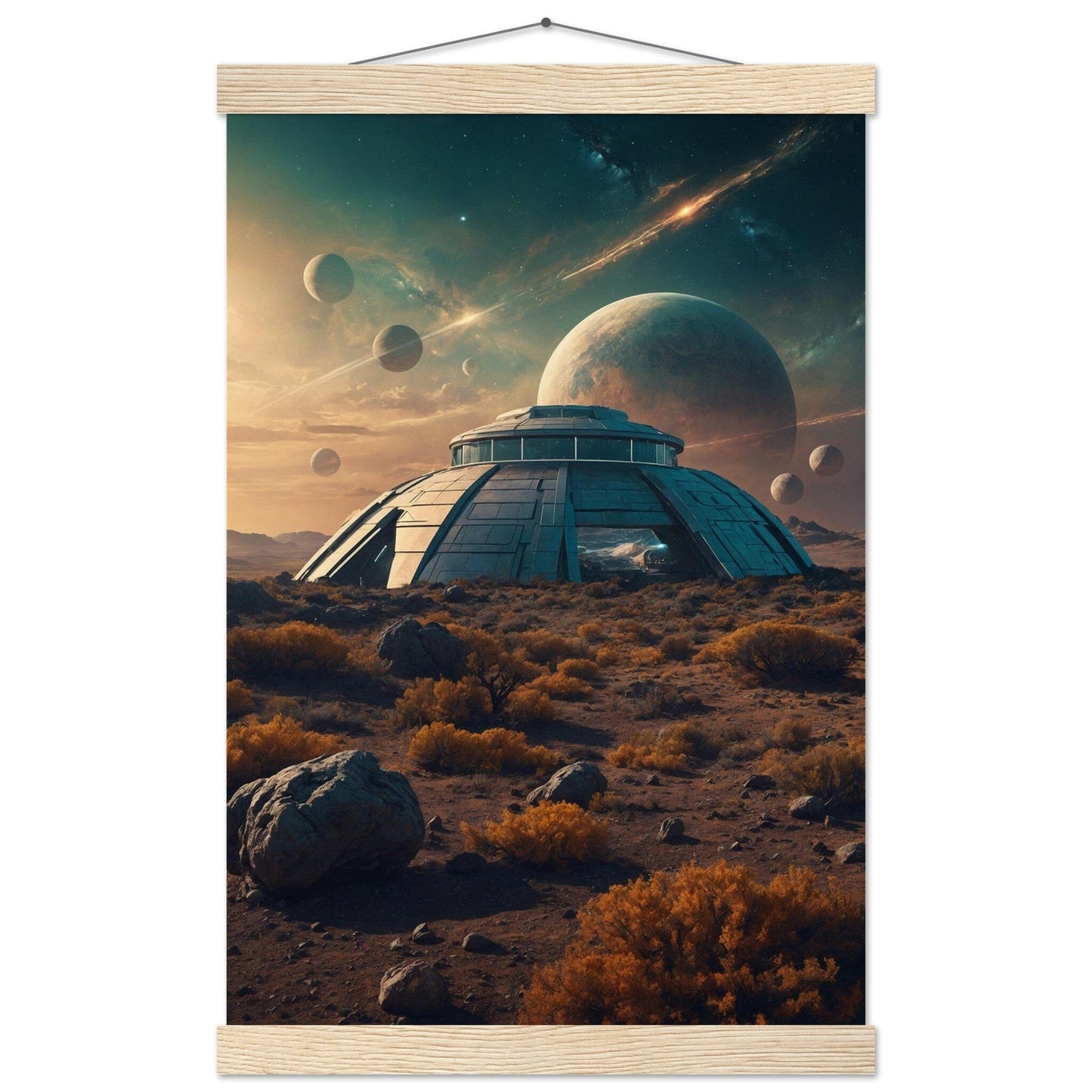 Premium Matte Paper Poster with Hanger - Minimalistische Kunstpräsentation mit Holzhänger Print Material Modern Masterpieces 28x43 cm / XL (11x17″) Natural wood wall hanger