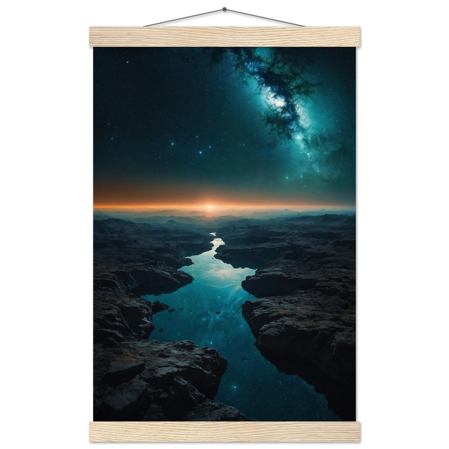 Premium Matte Paper Poster with Hanger - Minimalistische Kunstpräsentation mit Holzhänger Print Material Modern Masterpieces 28x43 cm / XL (11x17″) Natural wood wall hanger