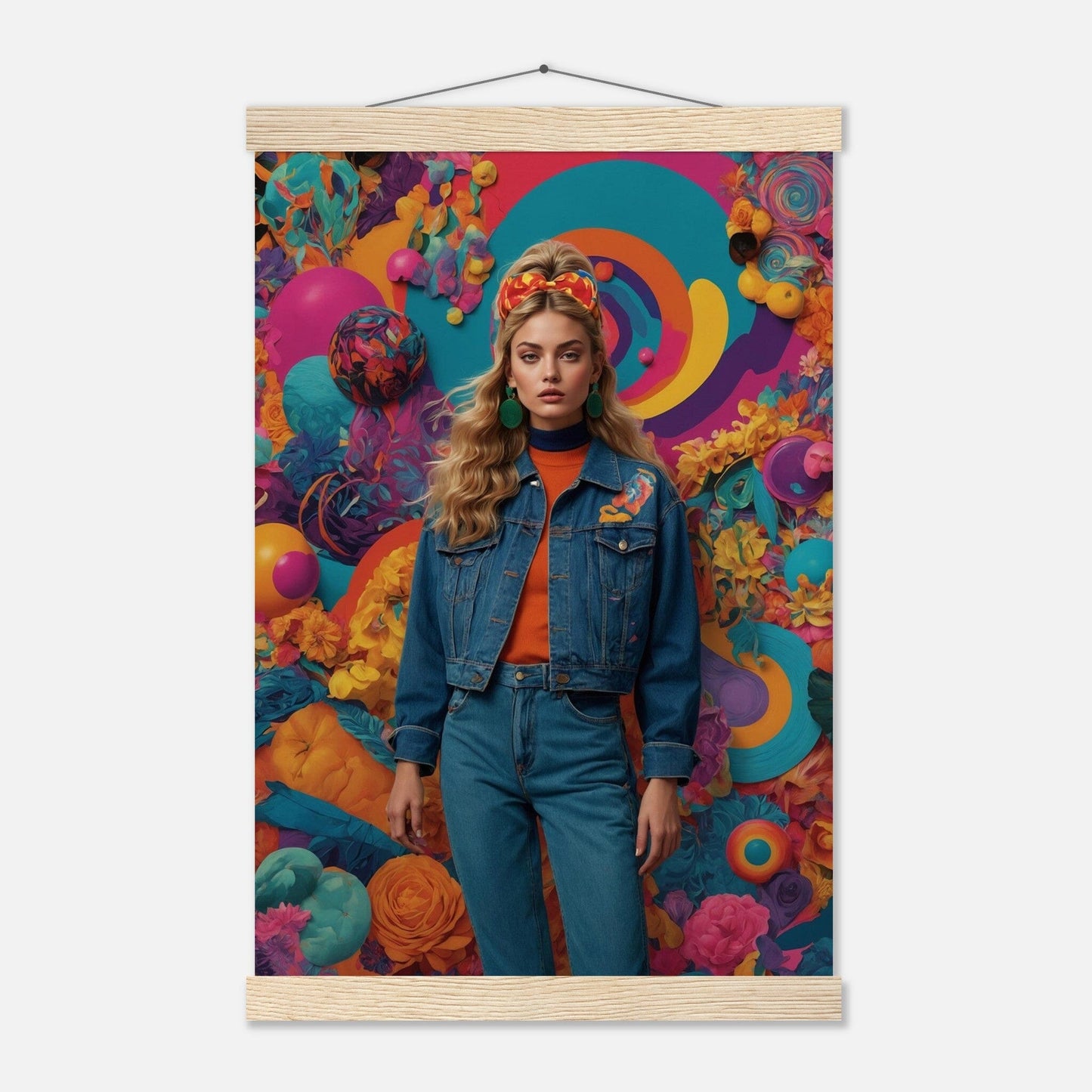 Premium Matte Paper Poster with Hanger - Minimalistische Kunstpräsentation mit Holzhänger Print Material Modern Masterpieces 28x43 cm / XL (11x17″) Natural wood wall hanger