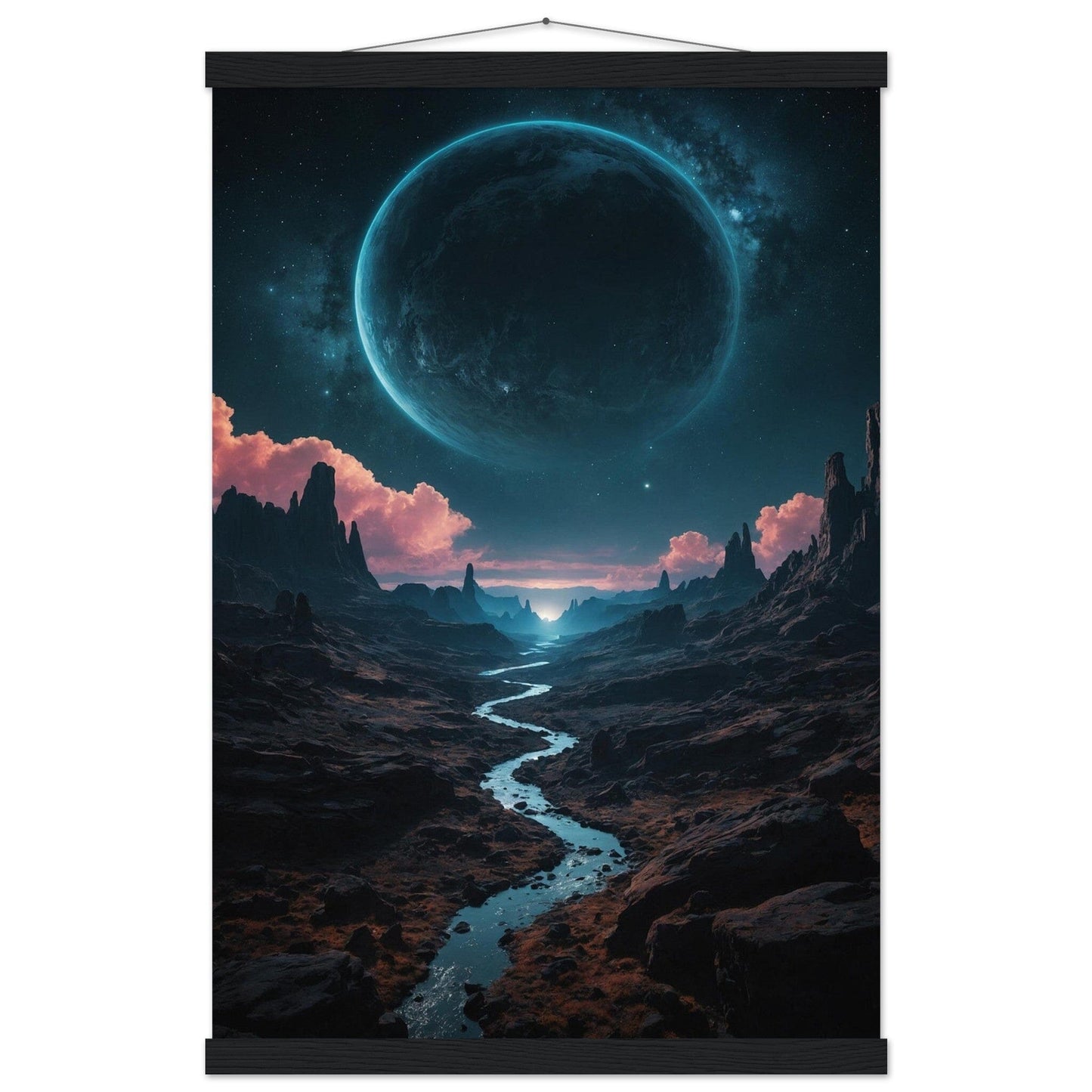 Premium Matte Paper Poster with Hanger - Minimalistische Kunstpräsentation mit Holzhänger Print Material Modern Masterpieces 40x60 cm / 16x24″ Black wall hanger