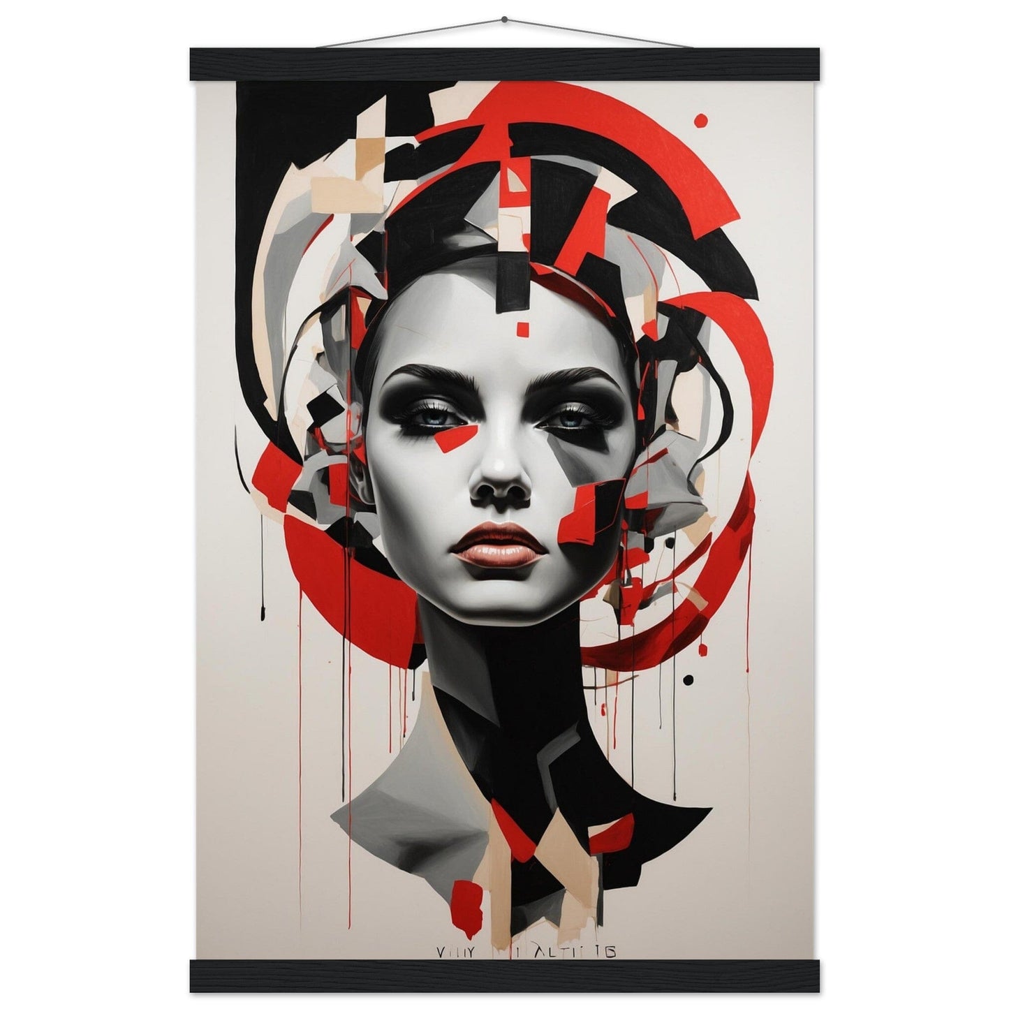 Premium Matte Paper Poster with Hanger - Minimalistische Kunstpräsentation mit Holzhänger Print Material Modern Masterpieces 40x60 cm / 16x24″ Black wall hanger