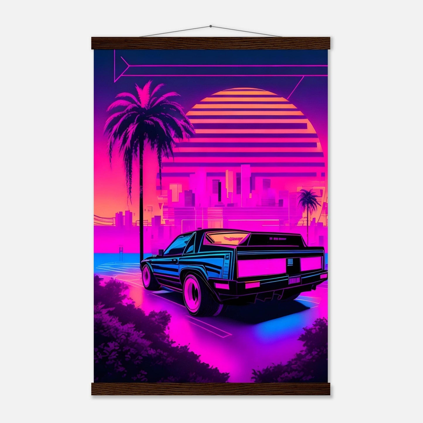Premium Matte Paper Poster with Hanger - Minimalistische Kunstpräsentation mit Holzhänger Print Material Modern Masterpieces 40x60 cm / 16x24″ Dark wood wall hanger