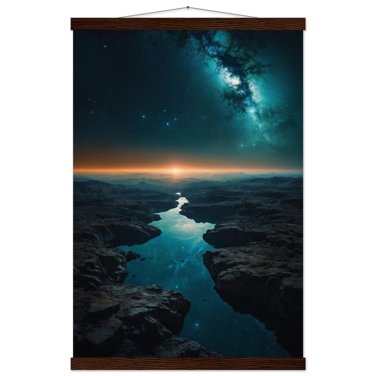 Premium Matte Paper Poster with Hanger - Minimalistische Kunstpräsentation mit Holzhänger Print Material Modern Masterpieces 40x60 cm / 16x24″ Dark wood wall hanger