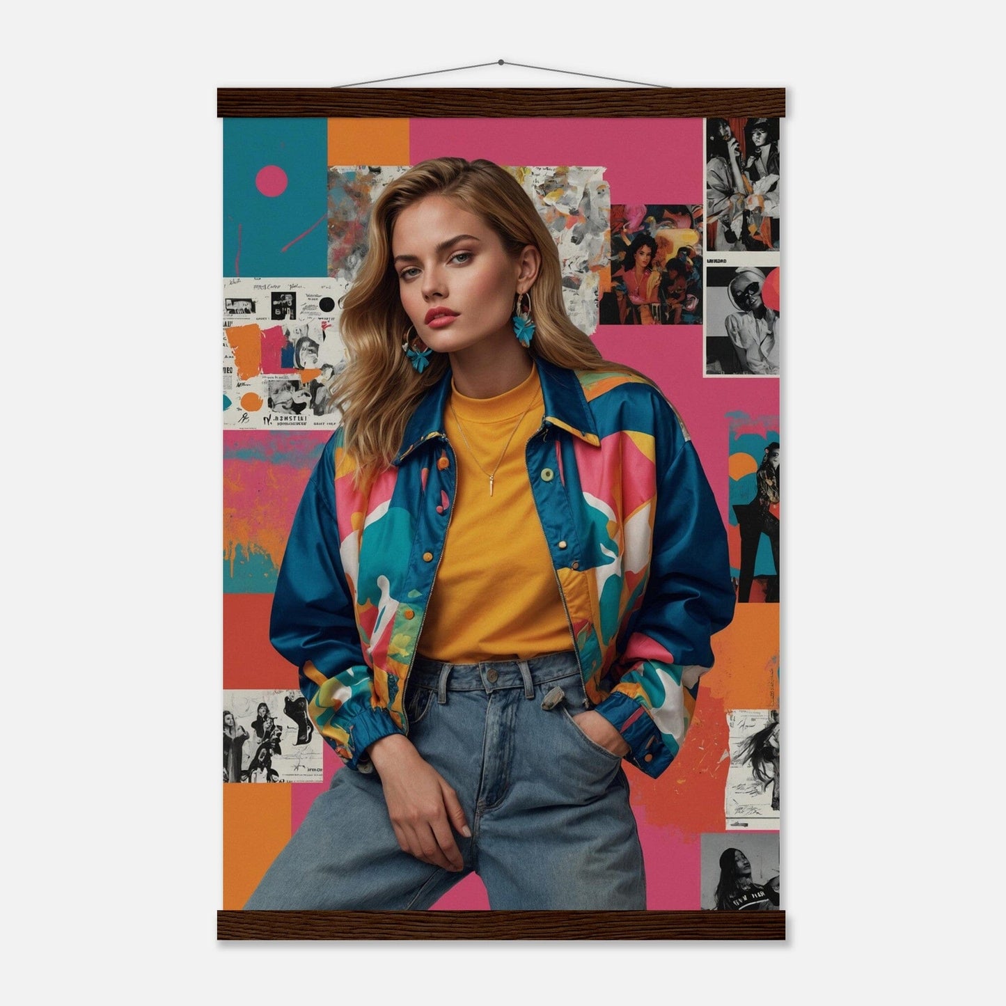 Premium Matte Paper Poster with Hanger - Minimalistische Kunstpräsentation mit Holzhänger Print Material Modern Masterpieces 40x60 cm / 16x24″ Dark wood wall hanger