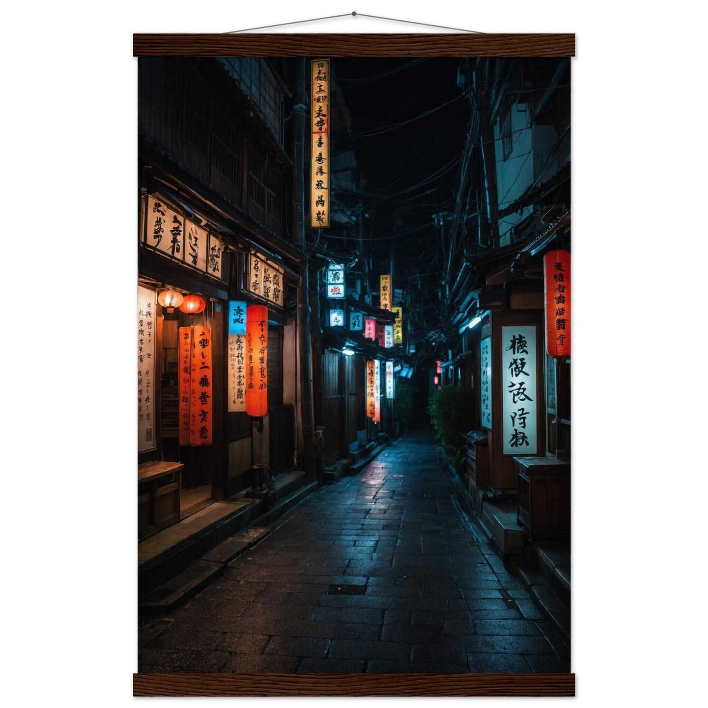 Premium Matte Paper Poster with Hanger - Minimalistische Kunstpräsentation mit Holzhänger Print Material Modern Masterpieces 40x60 cm / 16x24″ Dark wood wall hanger
