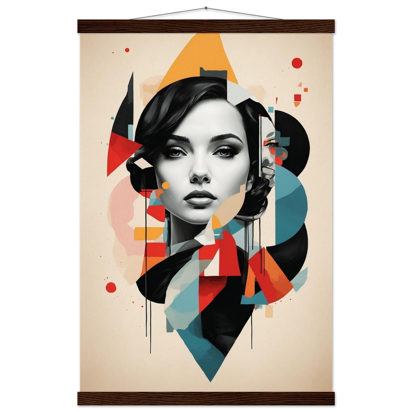 Premium Matte Paper Poster with Hanger - Minimalistische Kunstpräsentation mit Holzhänger Print Material Modern Masterpieces 40x60 cm / 16x24″ Dark wood wall hanger
