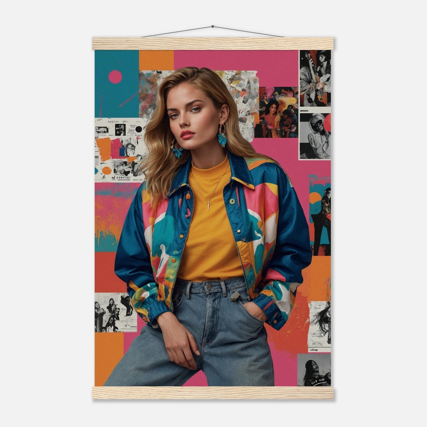 Premium Matte Paper Poster with Hanger - Minimalistische Kunstpräsentation mit Holzhänger Print Material Modern Masterpieces 40x60 cm / 16x24″ Natural wood wall hanger