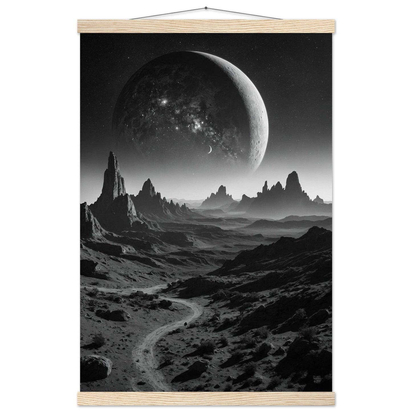 Premium Matte Paper Poster with Hanger - Minimalistische Kunstpräsentation mit Holzhänger Print Material Modern Masterpieces 40x60 cm / 16x24″ Natural wood wall hanger