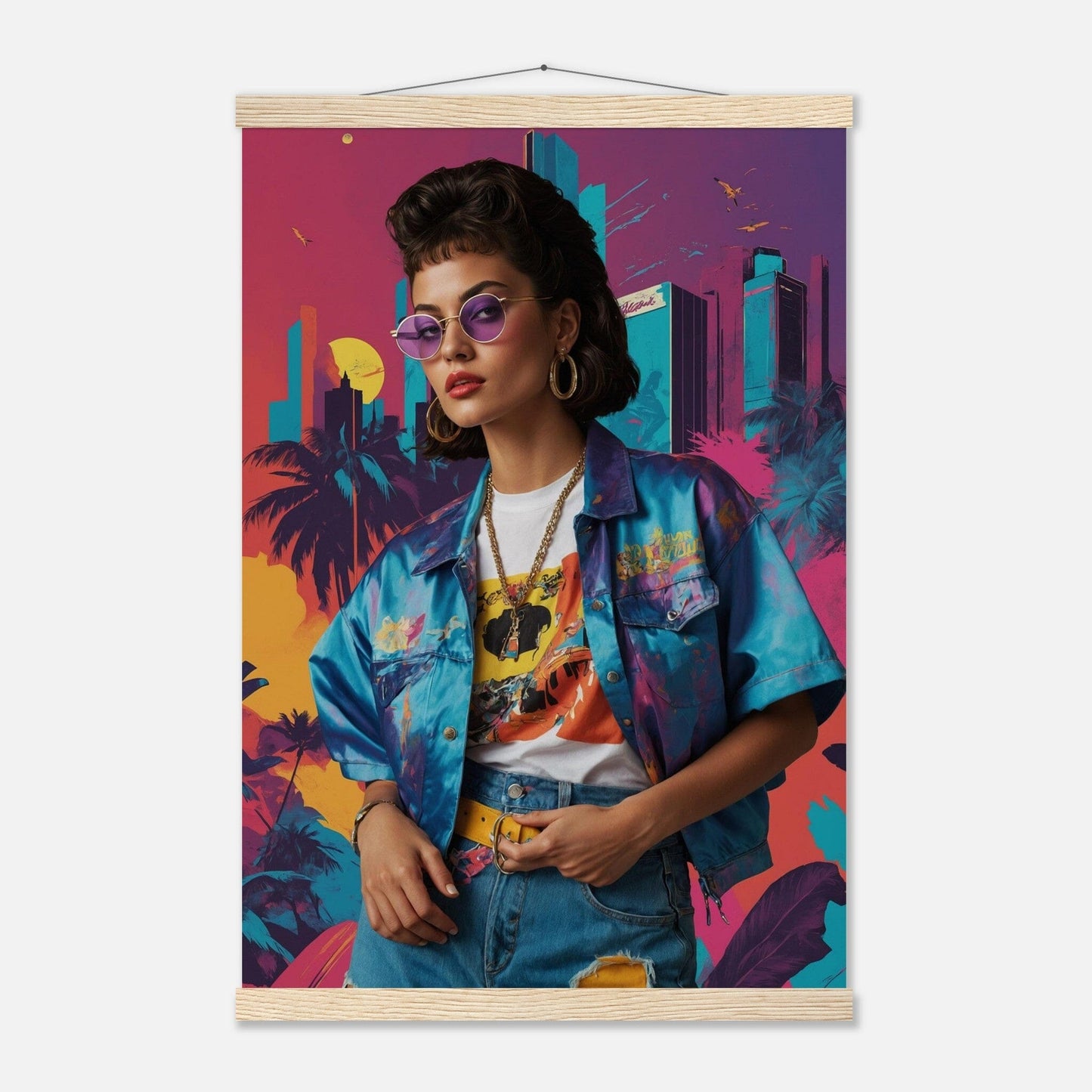 Premium Matte Paper Poster with Hanger - Minimalistische Kunstpräsentation mit Holzhänger Print Material Modern Masterpieces 40x60 cm / 16x24″ Natural wood wall hanger