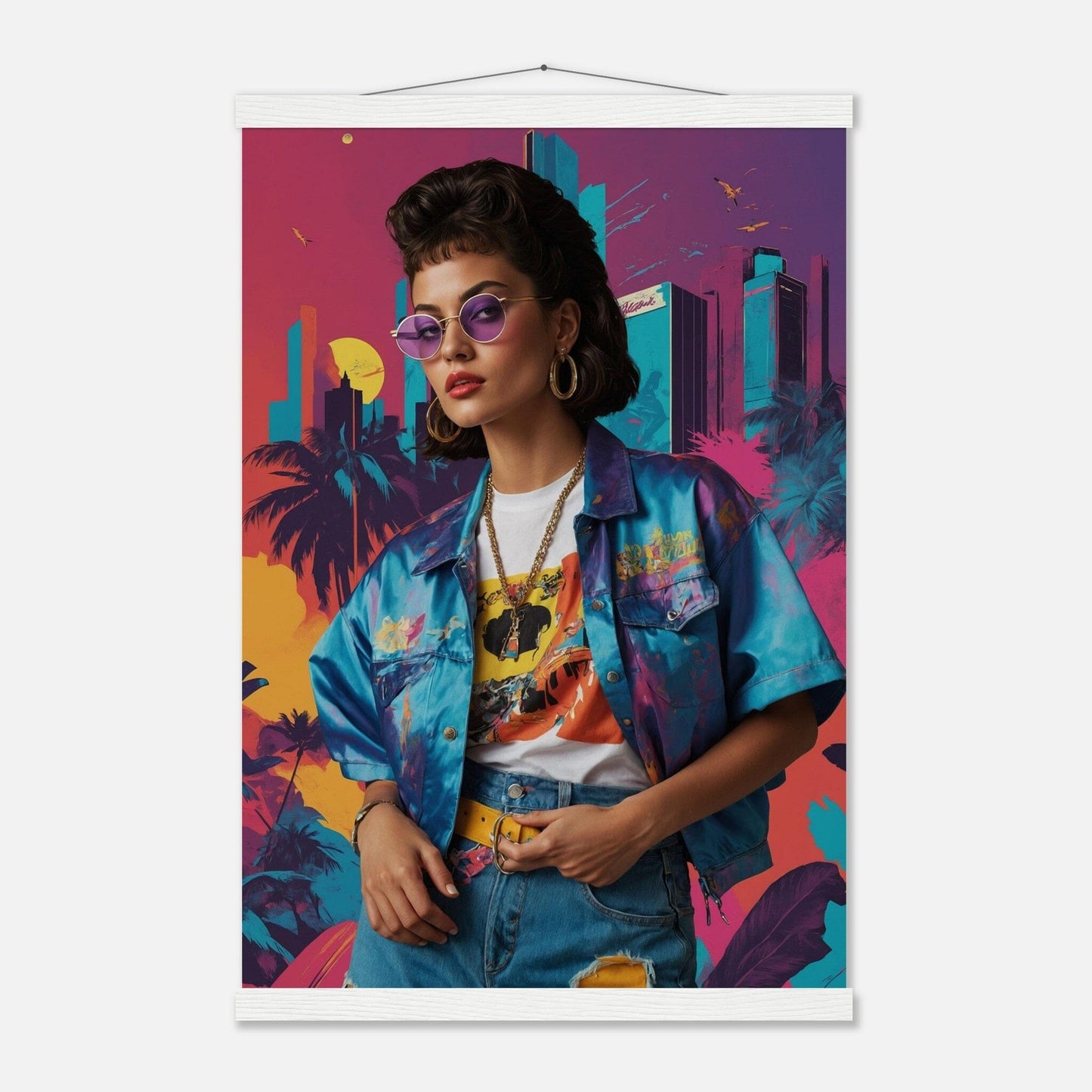 Premium Matte Paper Poster with Hanger - Minimalistische Kunstpräsentation mit Holzhänger Print Material Modern Masterpieces 40x60 cm / 16x24″ White wall hanger