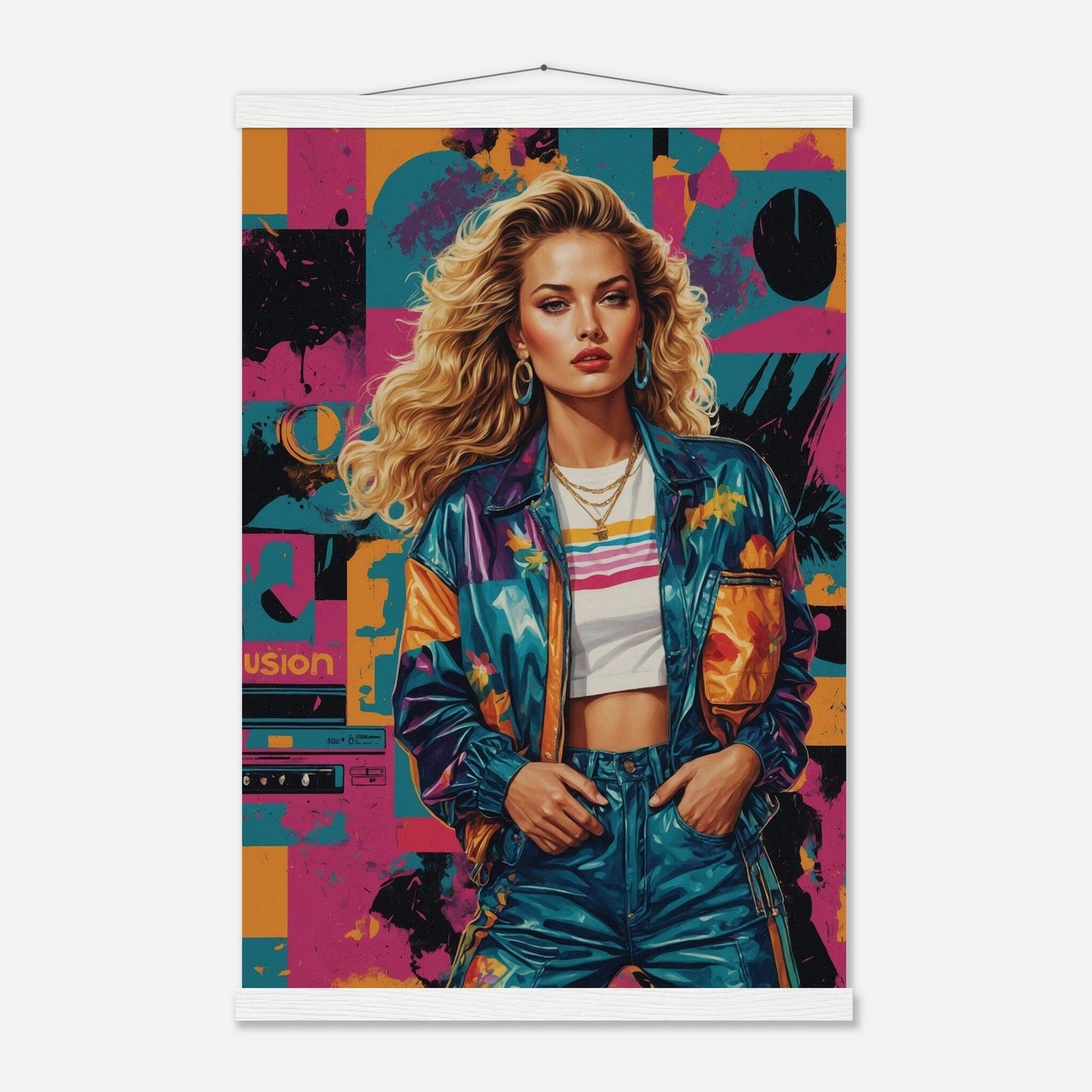 Premium Matte Paper Poster with Hanger - Minimalistische Kunstpräsentation mit Holzhänger Print Material Modern Masterpieces 40x60 cm / 16x24″ White wall hanger