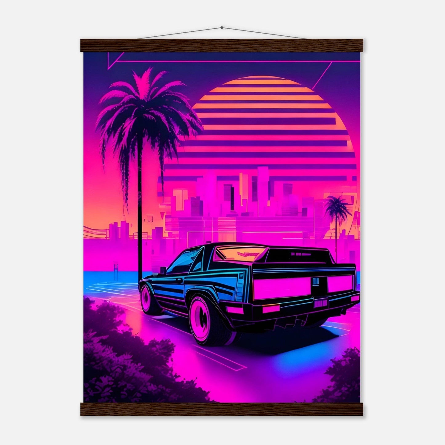 Premium Matte Paper Poster with Hanger - Minimalistische Kunstpräsentation mit Holzhänger Print Material Modern Masterpieces 45x60 cm / 18x24″ Dark wood wall hanger