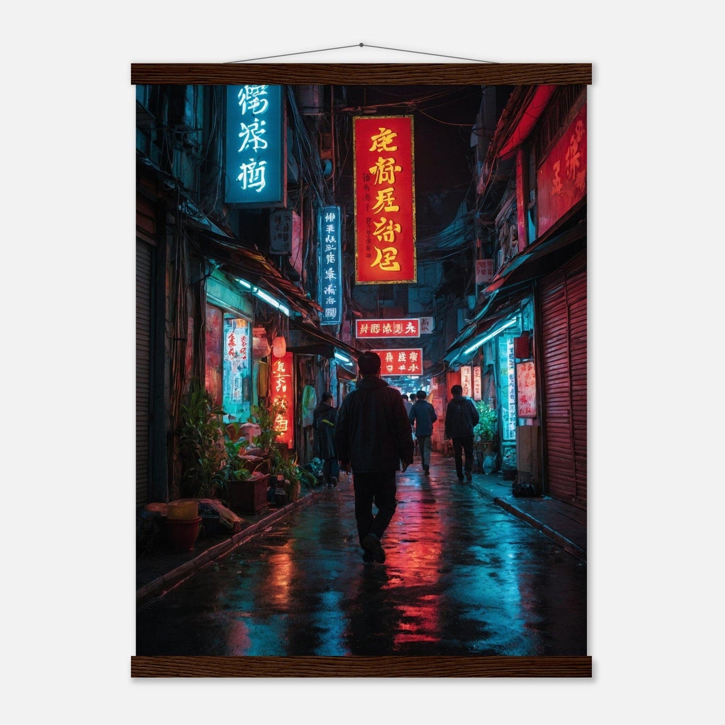 Premium Matte Paper Poster with Hanger - Minimalistische Kunstpräsentation mit Holzhänger Print Material Modern Masterpieces 45x60 cm / 18x24″ Dark wood wall hanger