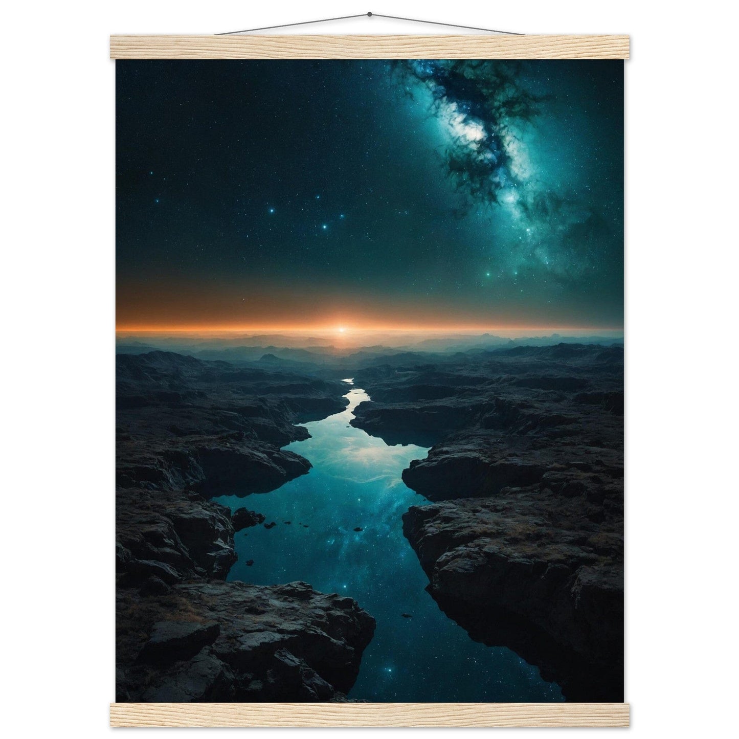 Premium Matte Paper Poster with Hanger - Minimalistische Kunstpräsentation mit Holzhänger Print Material Modern Masterpieces 45x60 cm / 18x24″ Natural wood wall hanger