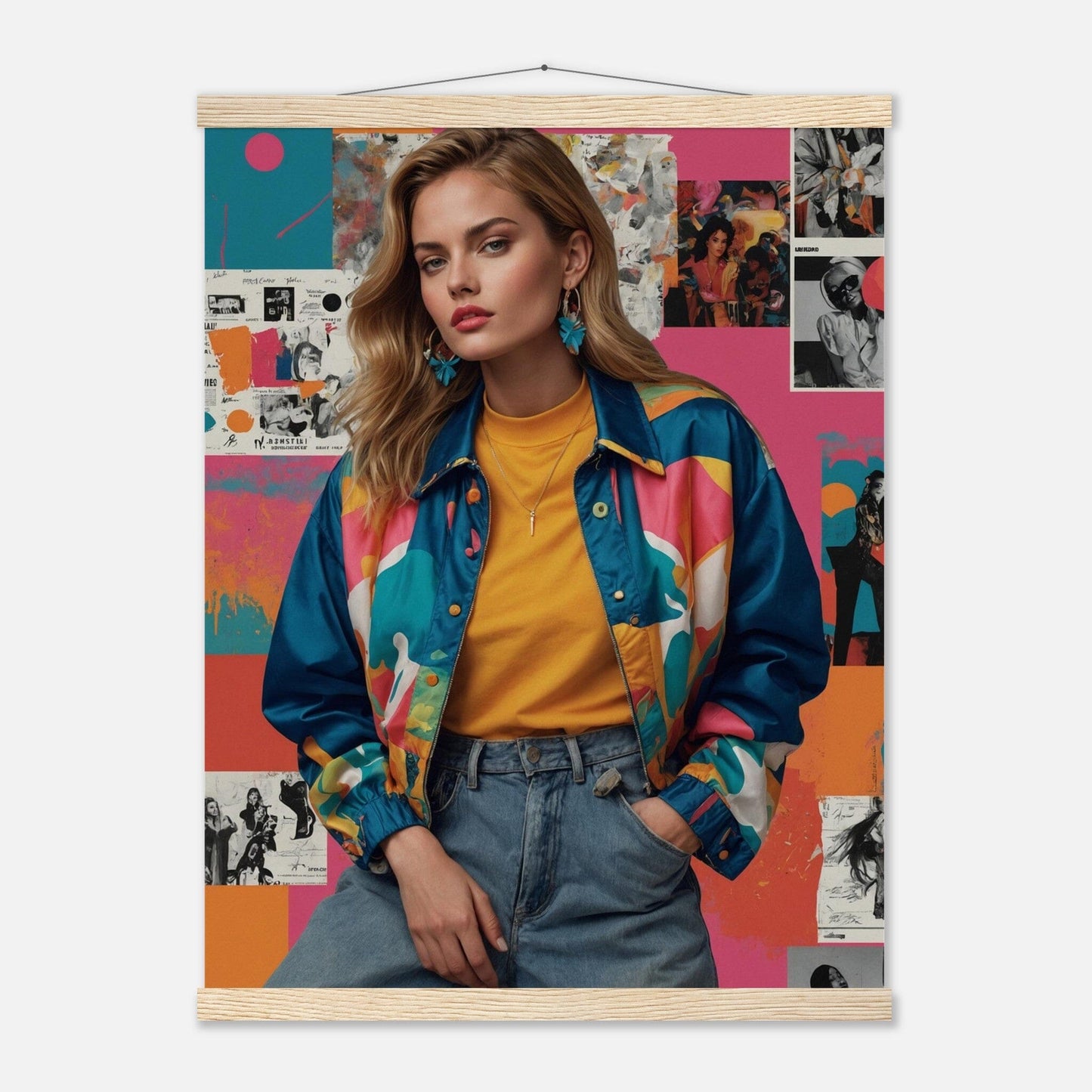 Premium Matte Paper Poster with Hanger - Minimalistische Kunstpräsentation mit Holzhänger Print Material Modern Masterpieces 45x60 cm / 18x24″ Natural wood wall hanger