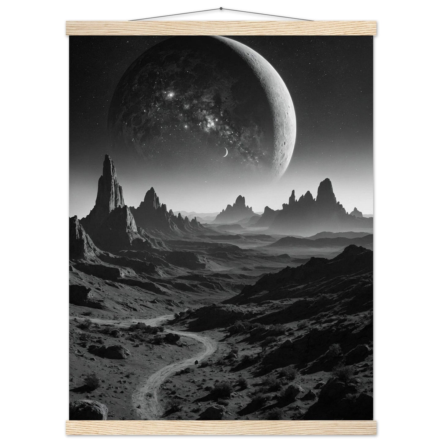 Premium Matte Paper Poster with Hanger - Minimalistische Kunstpräsentation mit Holzhänger Print Material Modern Masterpieces 45x60 cm / 18x24″ Natural wood wall hanger