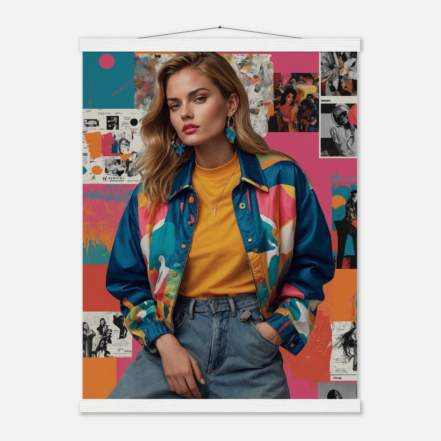 Premium Matte Paper Poster with Hanger - Minimalistische Kunstpräsentation mit Holzhänger Print Material Modern Masterpieces 45x60 cm / 18x24″ White wall hanger