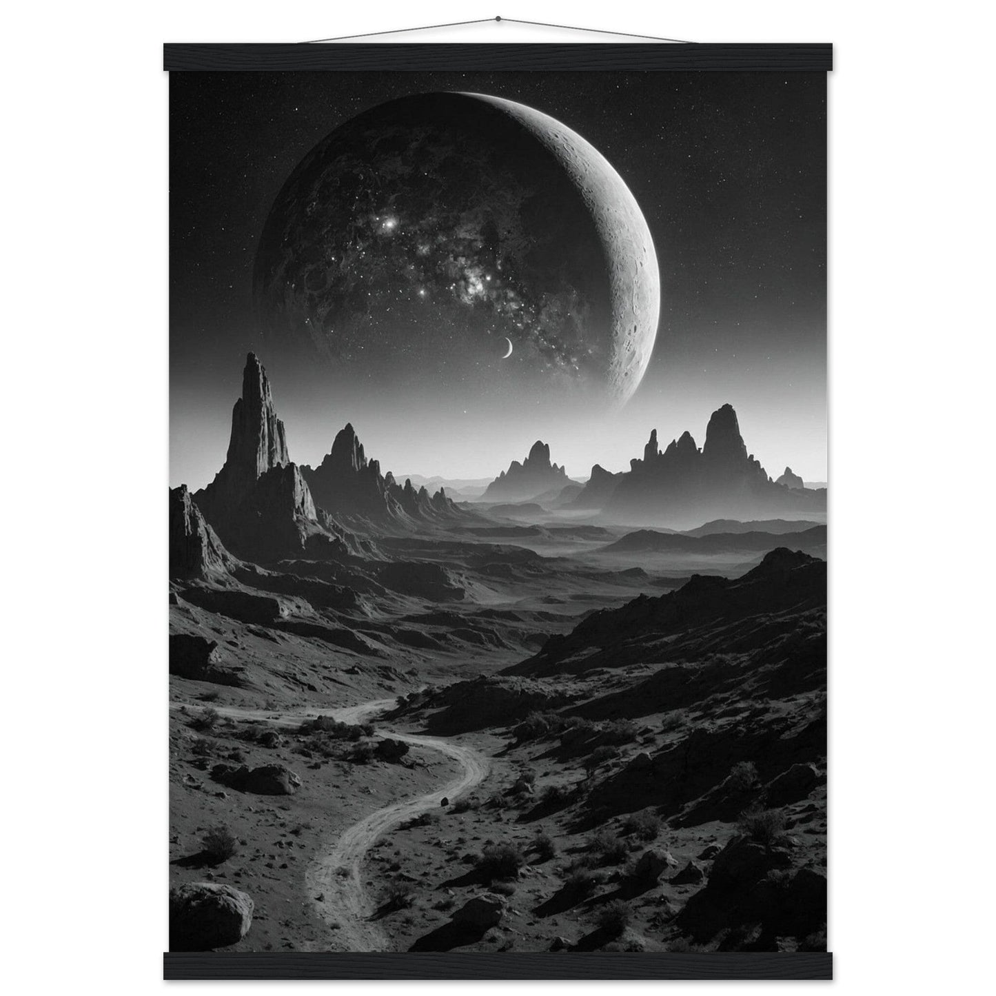 Premium Matte Paper Poster with Hanger - Minimalistische Kunstpräsentation mit Holzhänger Print Material Modern Masterpieces 50x70 cm / 20x28″ Black wall hanger