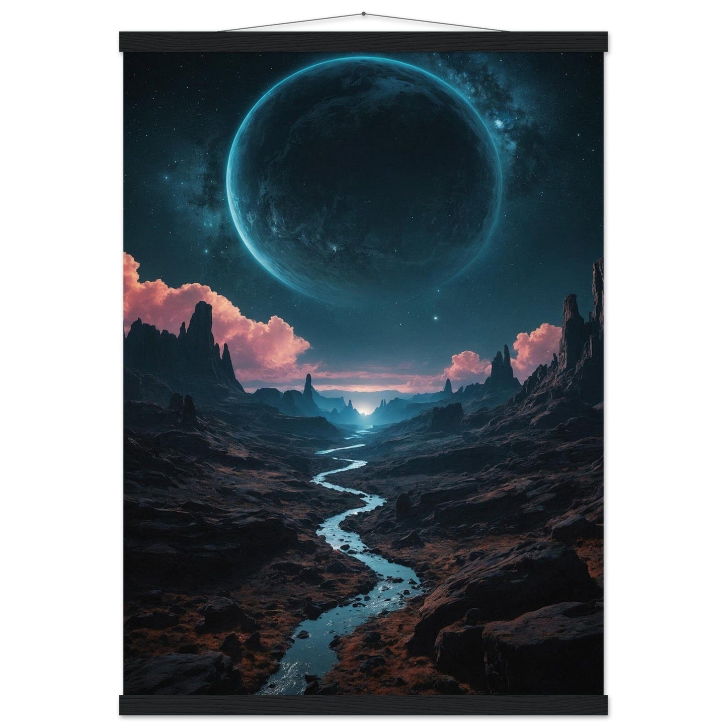 Premium Matte Paper Poster with Hanger - Minimalistische Kunstpräsentation mit Holzhänger Print Material Modern Masterpieces 50x70 cm / 20x28″ Black wall hanger