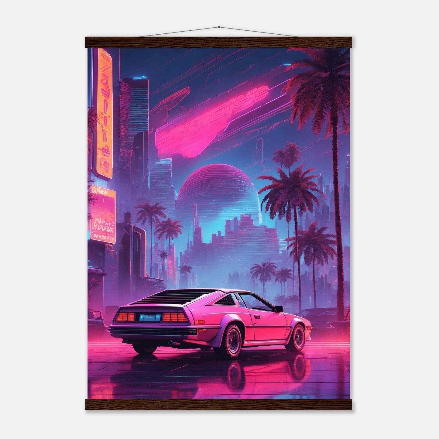 Premium Matte Paper Poster with Hanger - Minimalistische Kunstpräsentation mit Holzhänger Print Material Modern Masterpieces 50x70 cm / 20x28″ Dark wood wall hanger