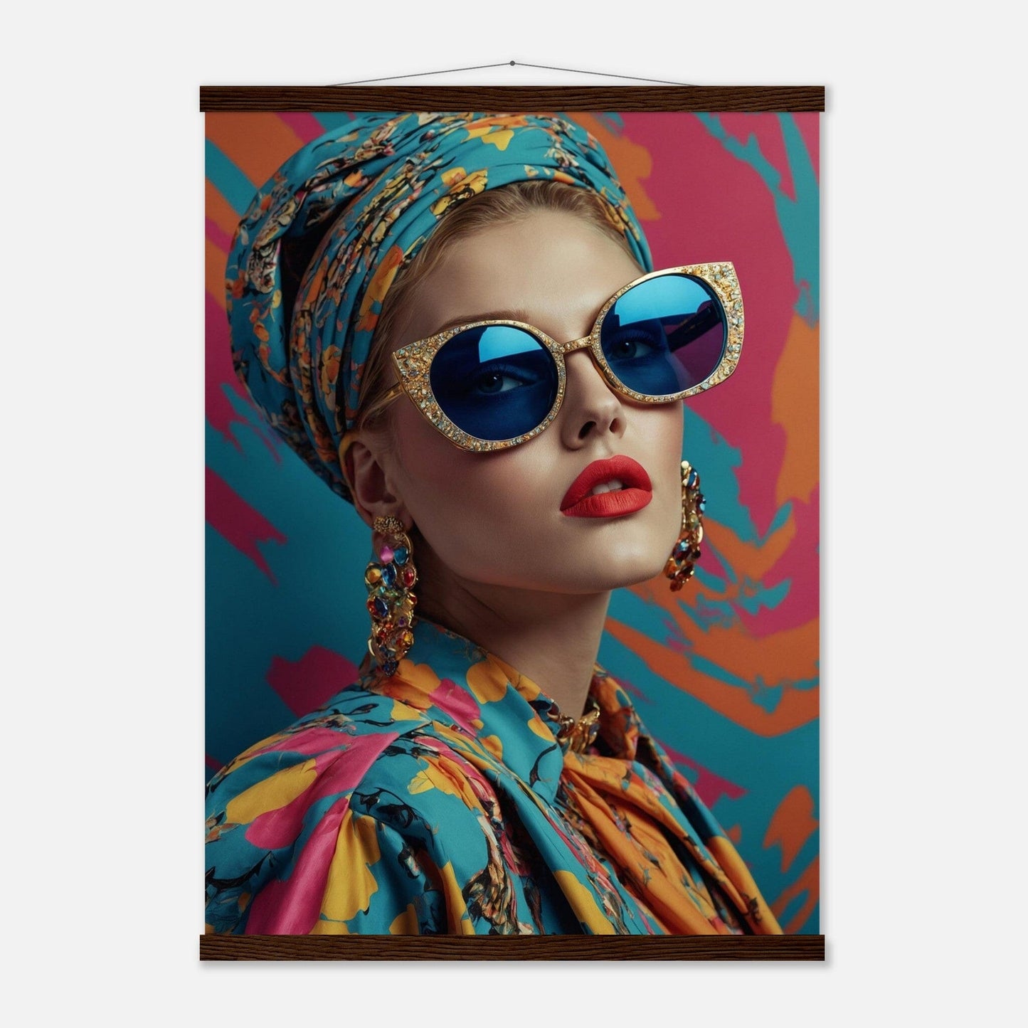 Premium Matte Paper Poster with Hanger - Minimalistische Kunstpräsentation mit Holzhänger Print Material Modern Masterpieces 50x70 cm / 20x28″ Dark wood wall hanger