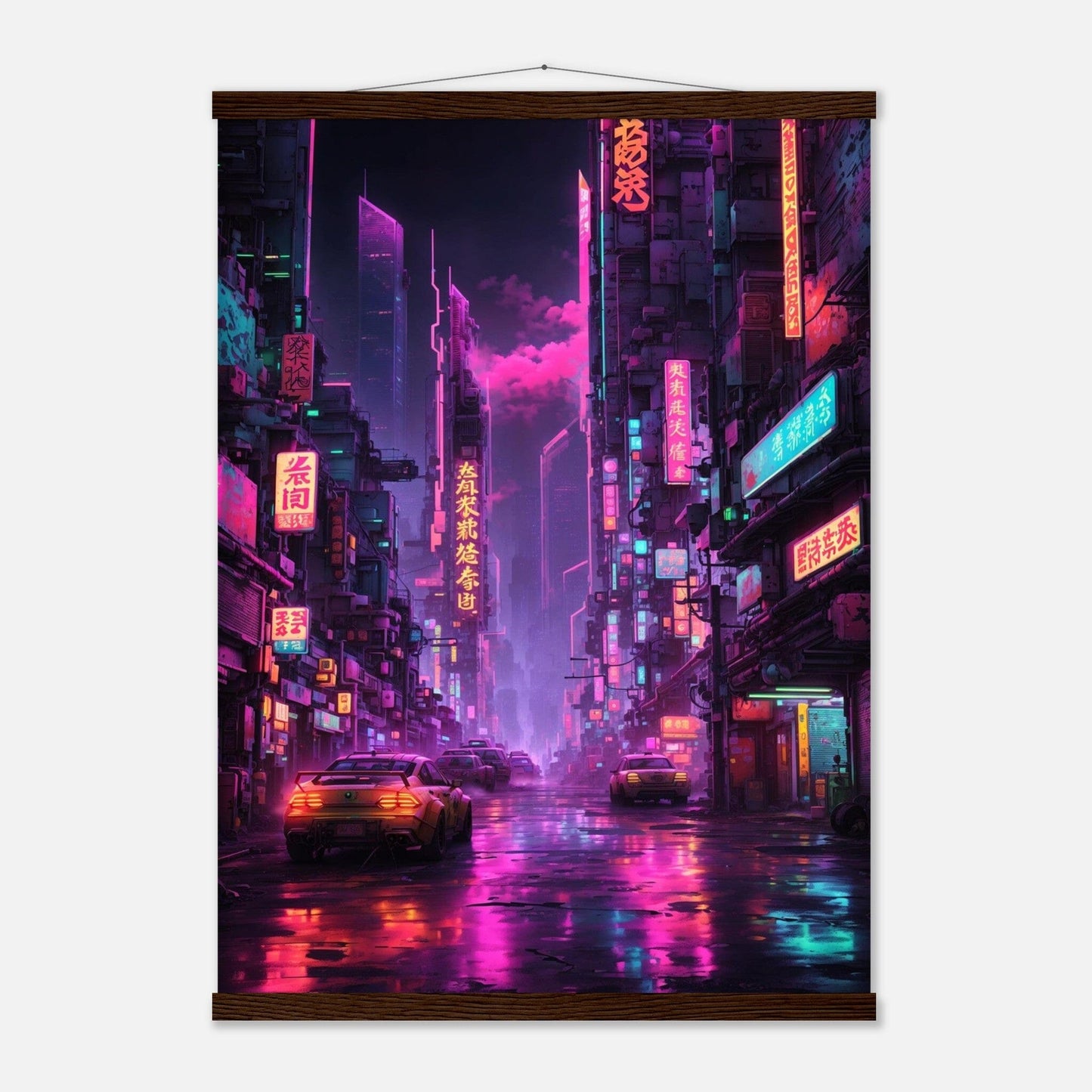 Premium Matte Paper Poster with Hanger - Minimalistische Kunstpräsentation mit Holzhänger Print Material Modern Masterpieces 50x70 cm / 20x28″ Dark wood wall hanger