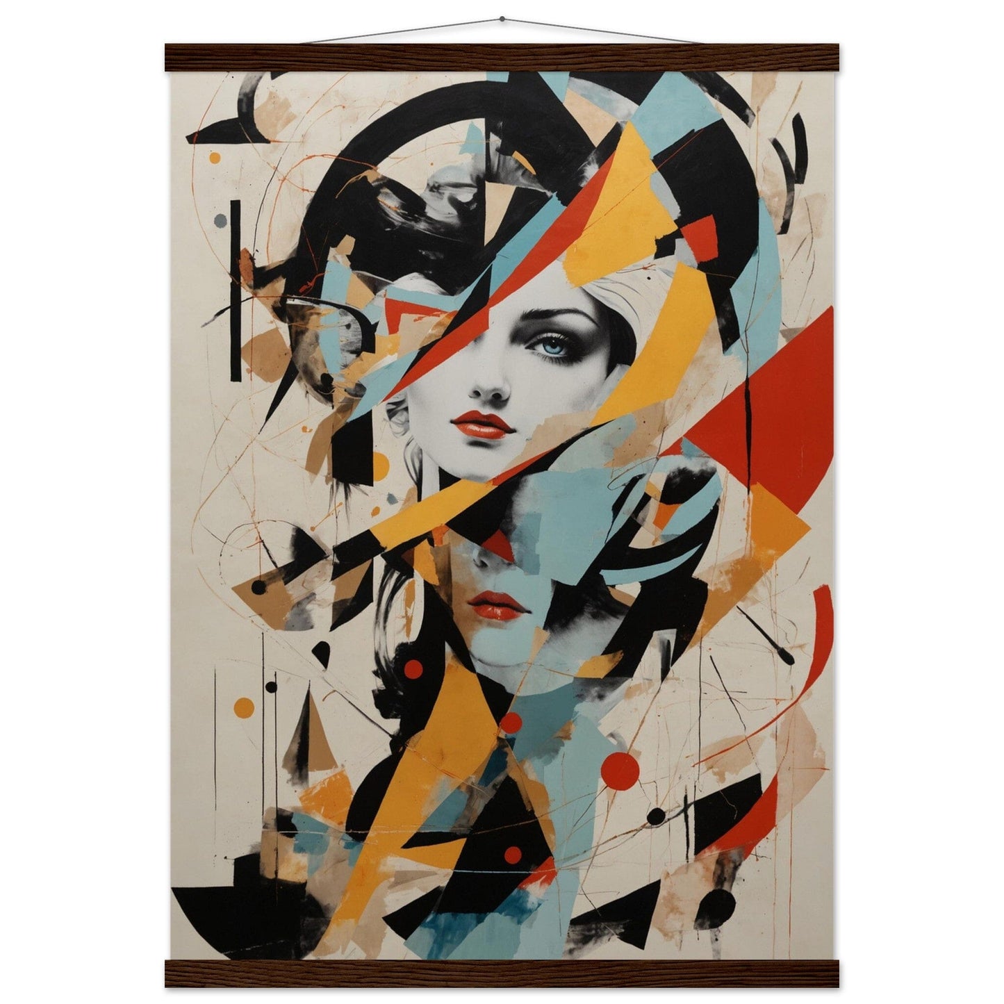 Premium Matte Paper Poster with Hanger - Minimalistische Kunstpräsentation mit Holzhänger Print Material Modern Masterpieces 50x70 cm / 20x28″ Dark wood wall hanger