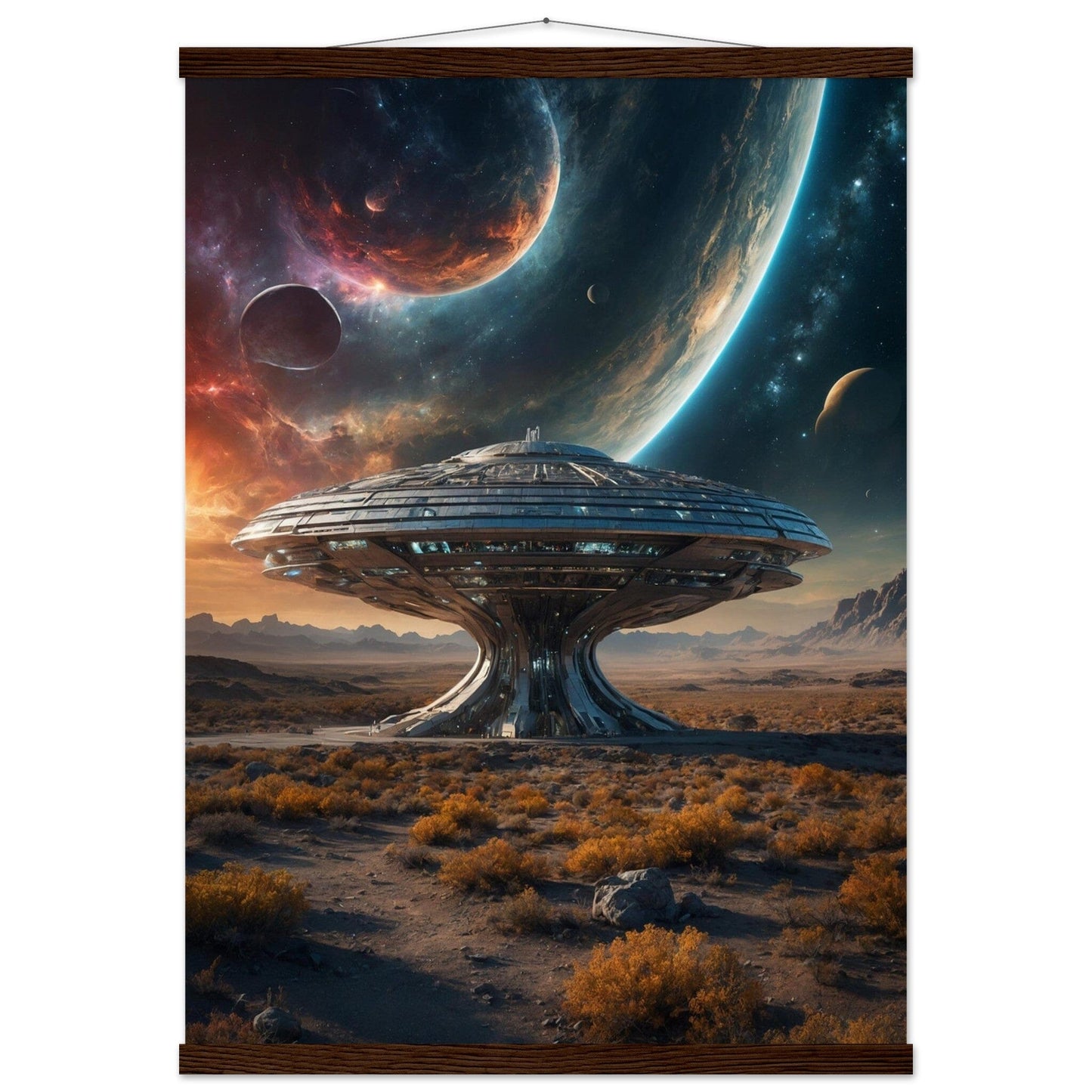 Premium Matte Paper Poster with Hanger - Minimalistische Kunstpräsentation mit Holzhänger Print Material Modern Masterpieces 50x70 cm / 20x28″ Dark wood wall hanger