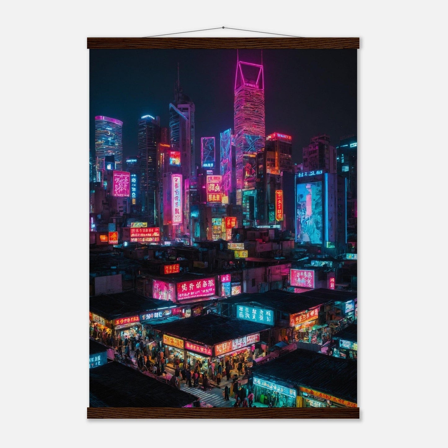 Premium Matte Paper Poster with Hanger - Minimalistische Kunstpräsentation mit Holzhänger Print Material Modern Masterpieces 50x70 cm / 20x28″ Dark wood wall hanger