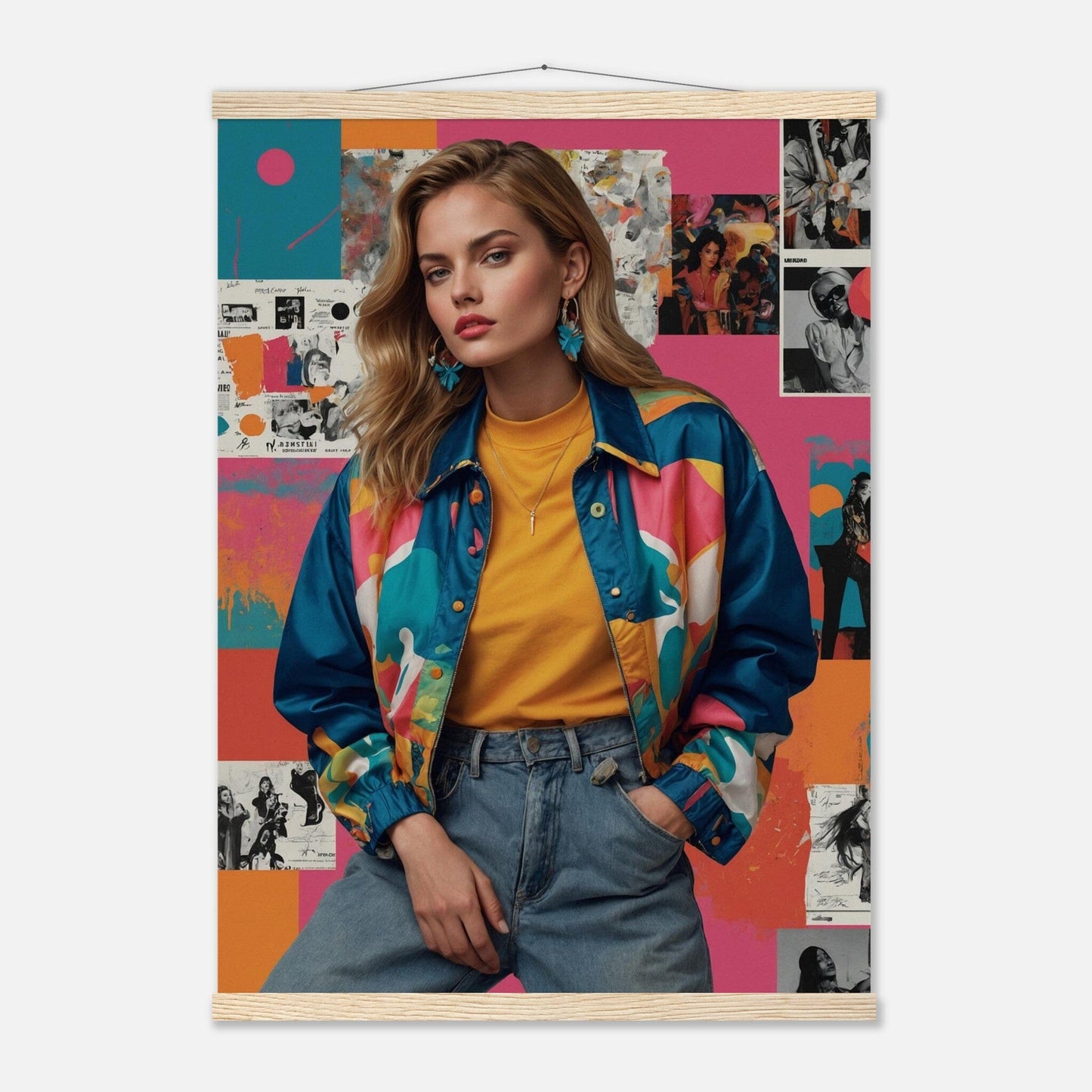 Premium Matte Paper Poster with Hanger - Minimalistische Kunstpräsentation mit Holzhänger Print Material Modern Masterpieces 50x70 cm / 20x28″ Natural wood wall hanger