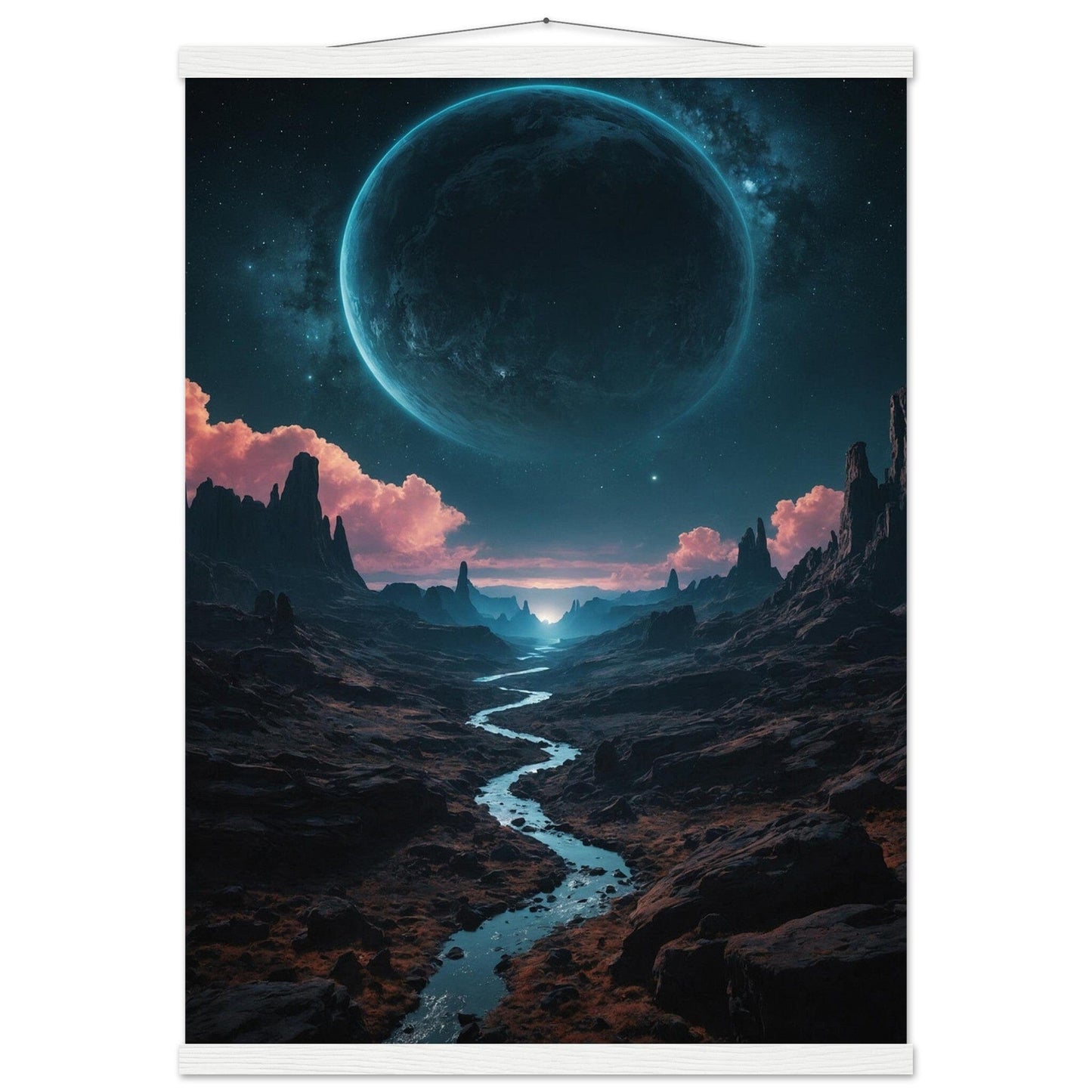 Premium Matte Paper Poster with Hanger - Minimalistische Kunstpräsentation mit Holzhänger Print Material Modern Masterpieces 50x70 cm / 20x28″ White wall hanger