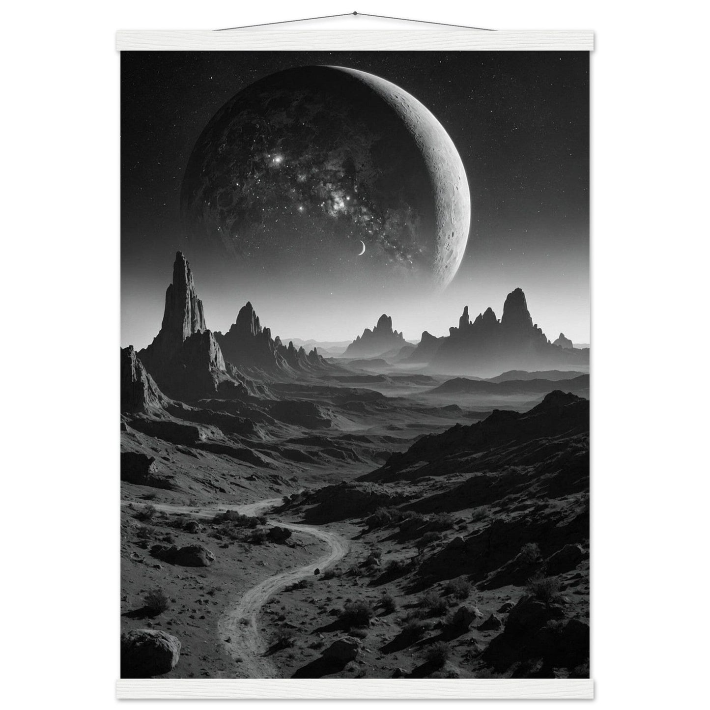 Premium Matte Paper Poster with Hanger - Minimalistische Kunstpräsentation mit Holzhänger Print Material Modern Masterpieces 50x70 cm / 20x28″ White wall hanger