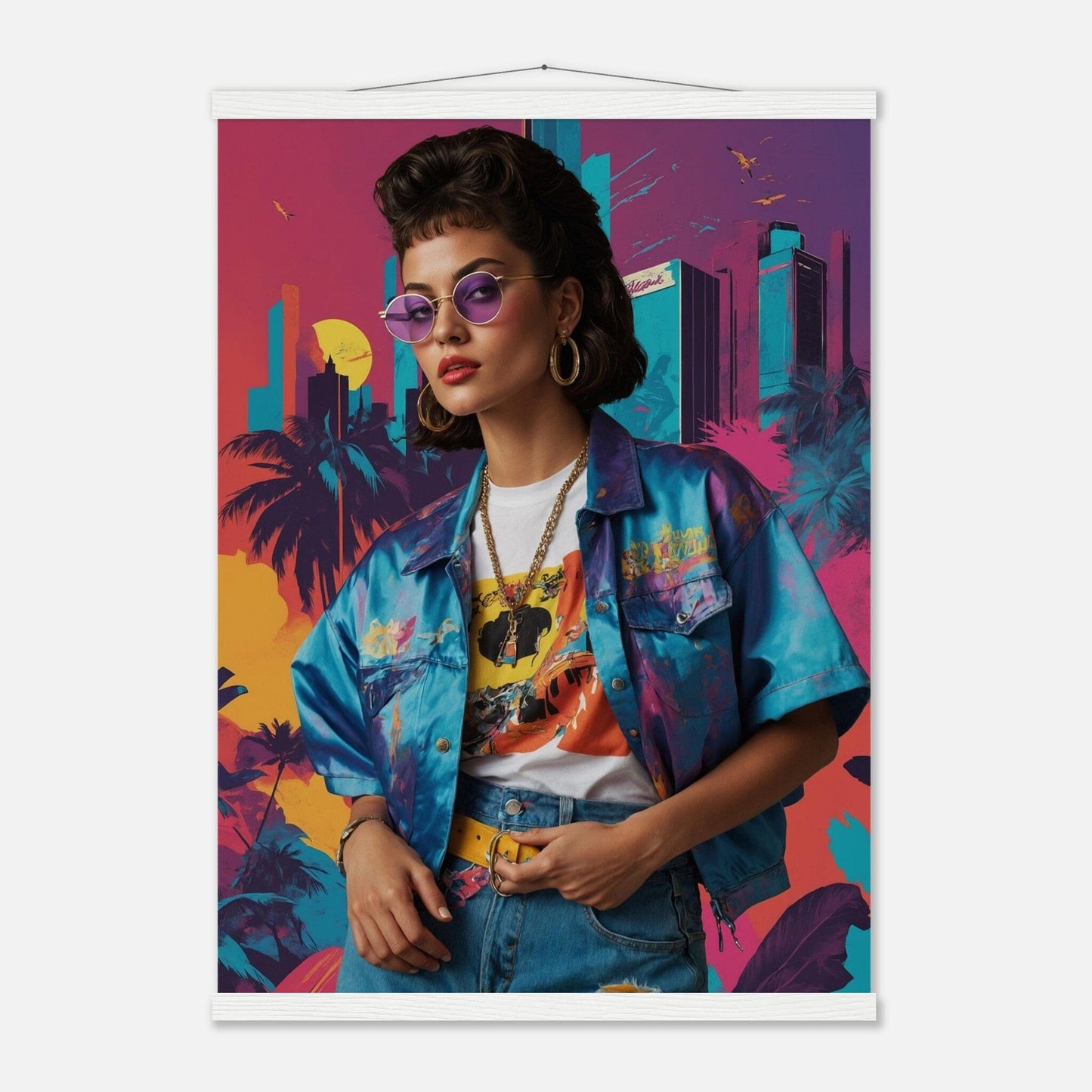 Premium Matte Paper Poster with Hanger - Minimalistische Kunstpräsentation mit Holzhänger Print Material Modern Masterpieces 50x70 cm / 20x28″ White wall hanger