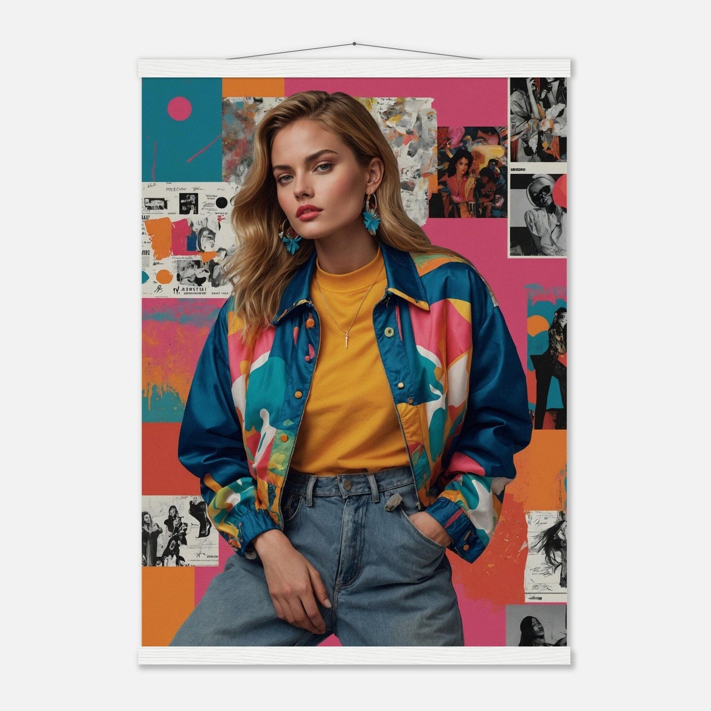 Premium Matte Paper Poster with Hanger - Minimalistische Kunstpräsentation mit Holzhänger Print Material Modern Masterpieces 50x70 cm / 20x28″ White wall hanger